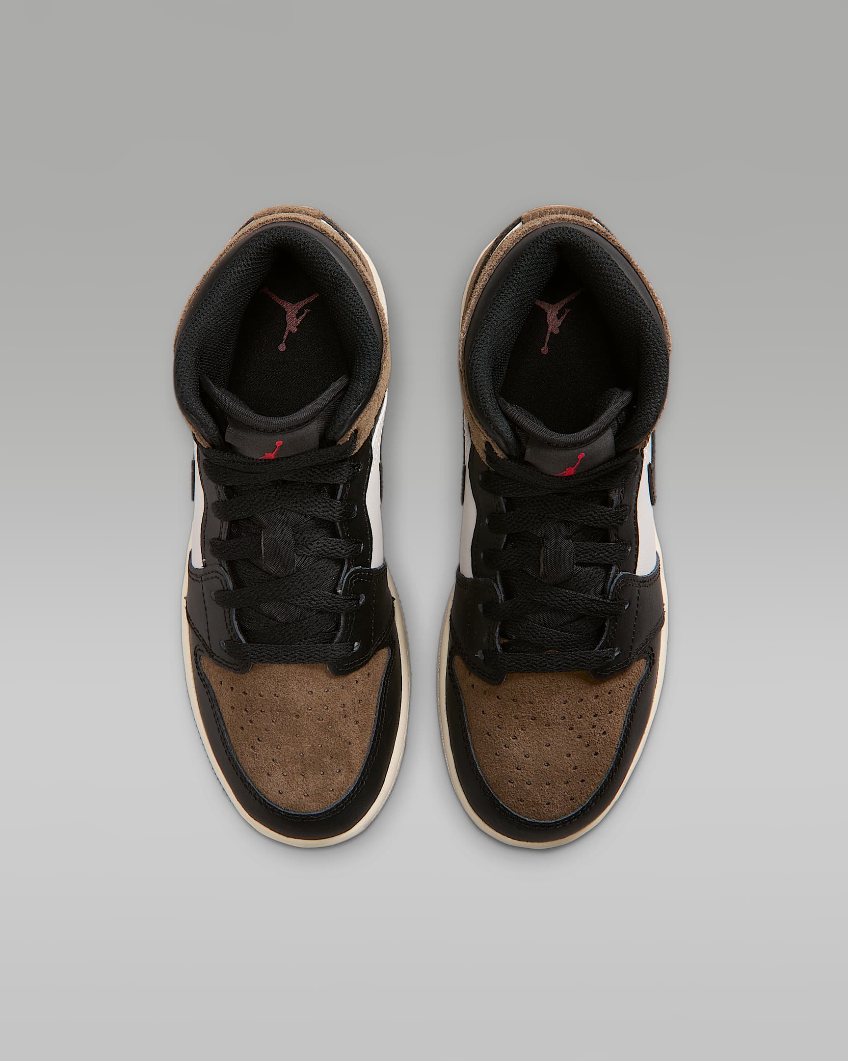Air Jordan 1 Mid Big Kids' Shoes - Black/Palomino/University Red/Phantom