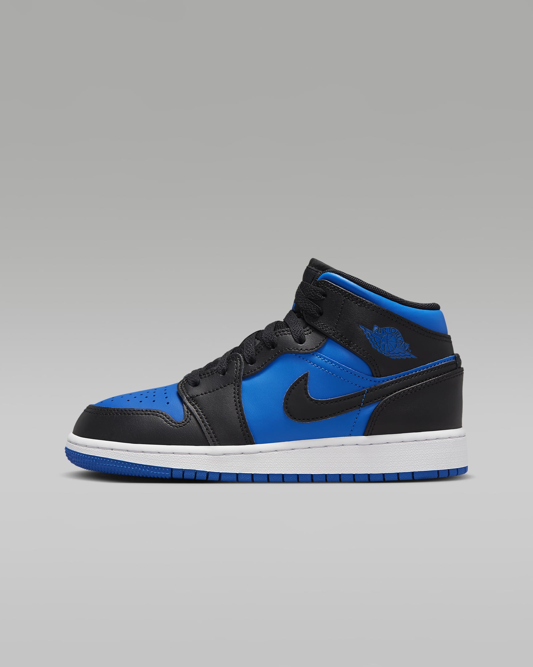 Scarpa Air Jordan 1 Mid - Ragazzi - Nero/Nero/Bianco/Royal Blue