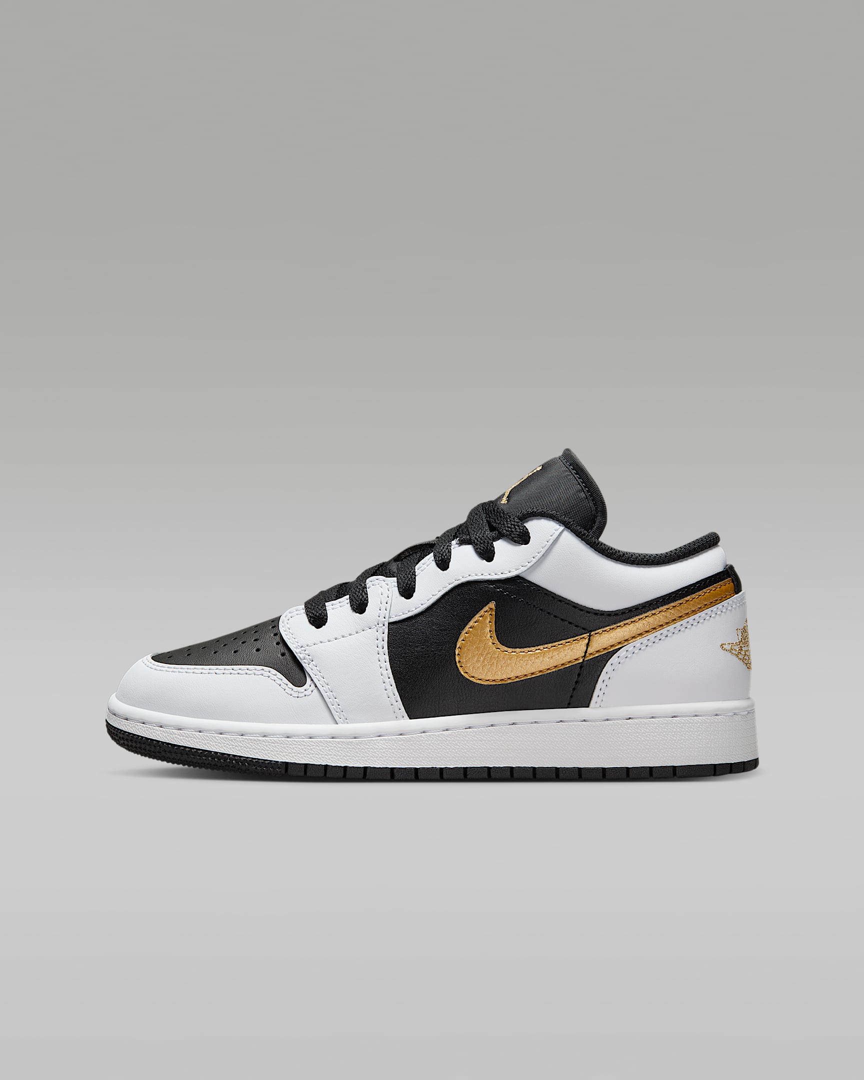 Air Jordan 1 Low Older Kids' Shoes - White/Black/Metallic Gold