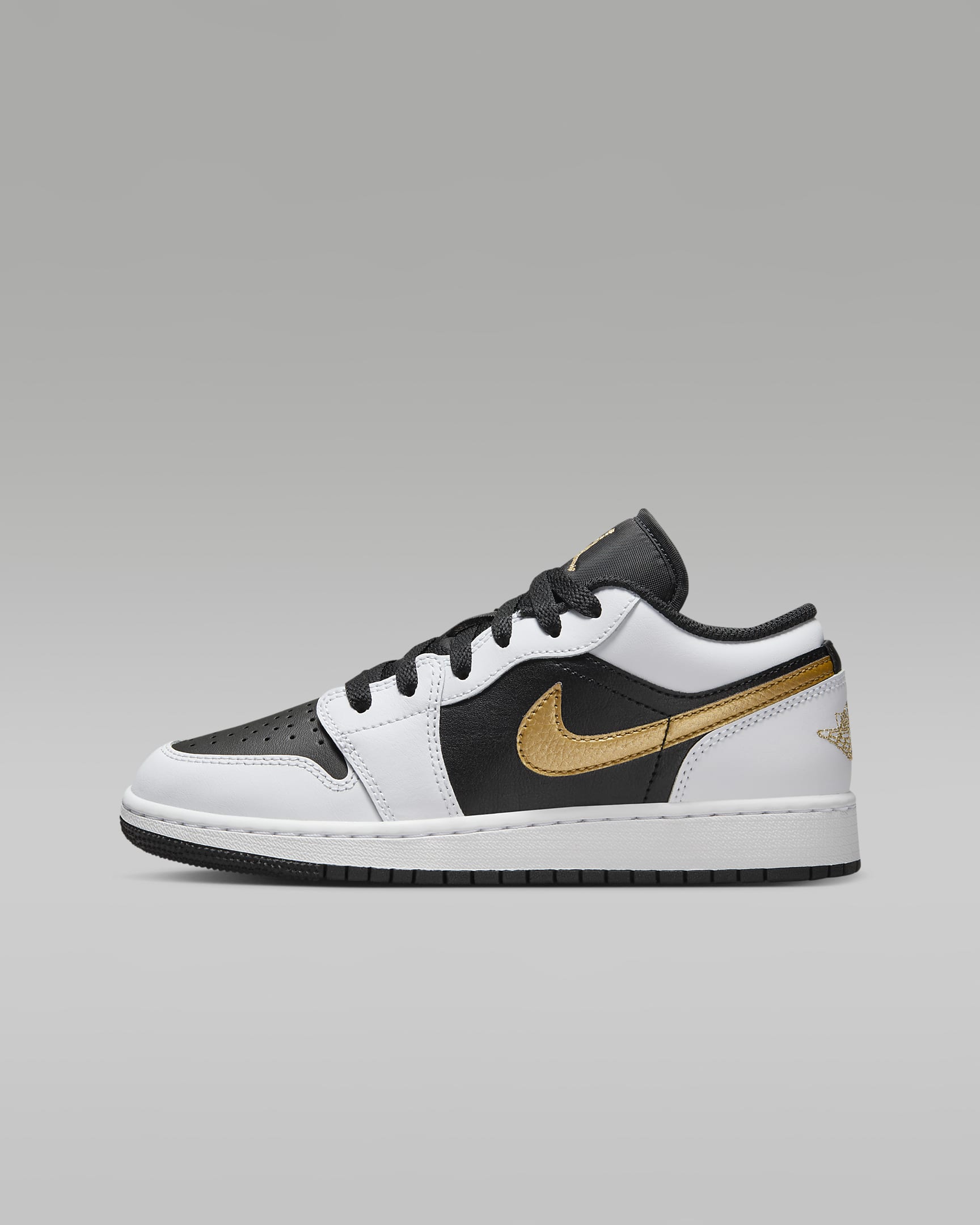 Air Jordan 1 Low Older Kids' Shoes - White/Black/Metallic Gold