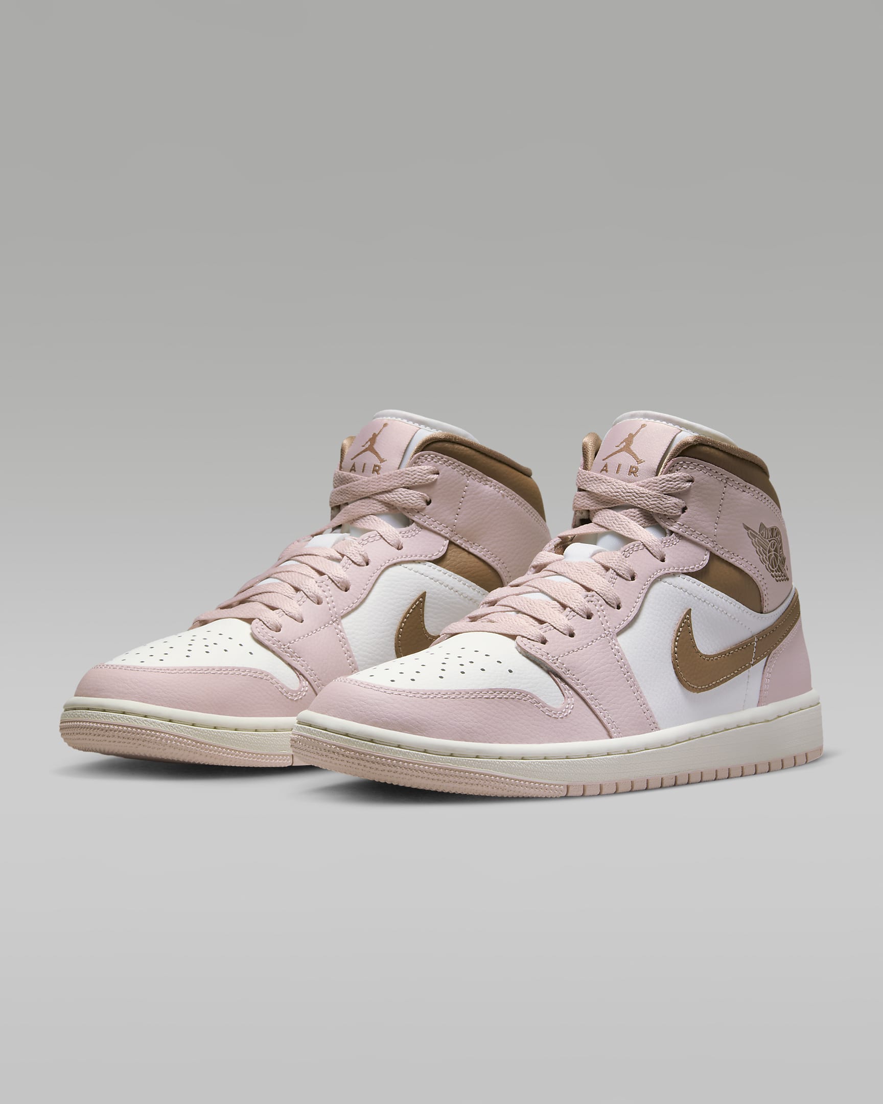 Air Jordan 1 Mid Women's Shoes - Pink Oxford/Sail/Archaeo Brown