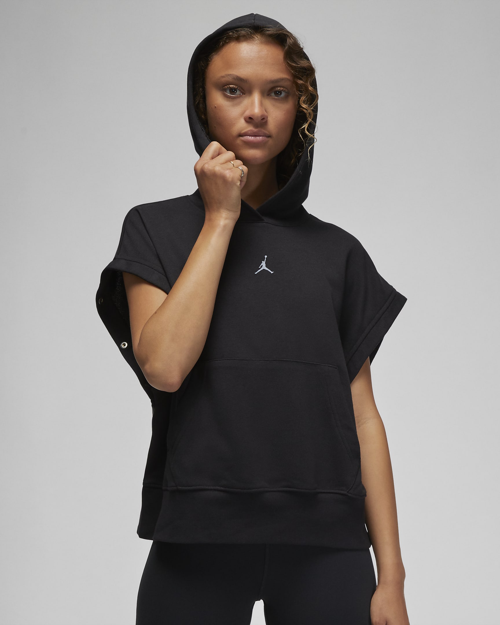 Hoodie de lã cardada Jordan Sport para mulher - Preto/Stealth