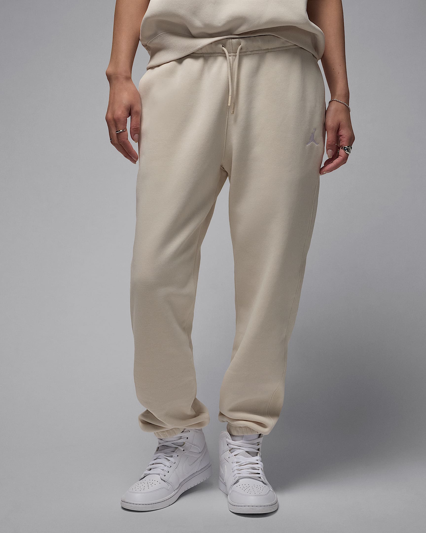 Jordan Brooklyn Fleece Women's Pants - Light Orewood Brown/White