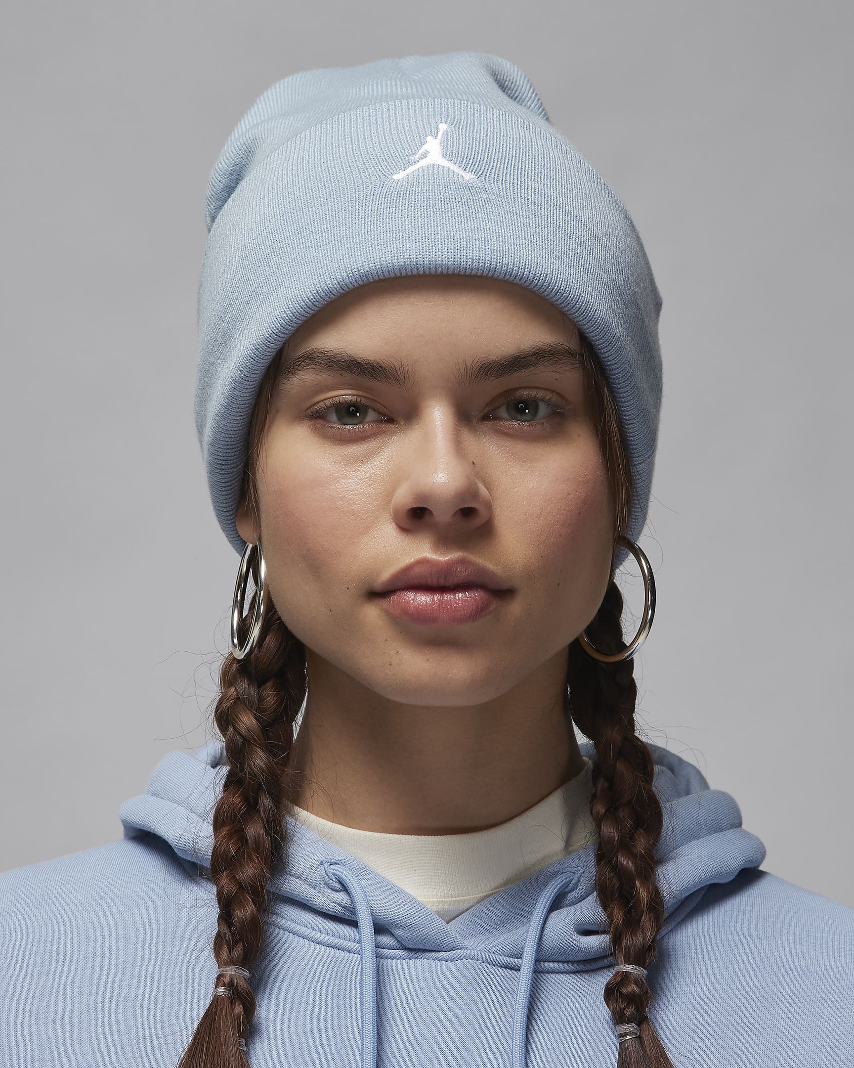 Jordan Peak Essential Beanie - Blue Grey/White