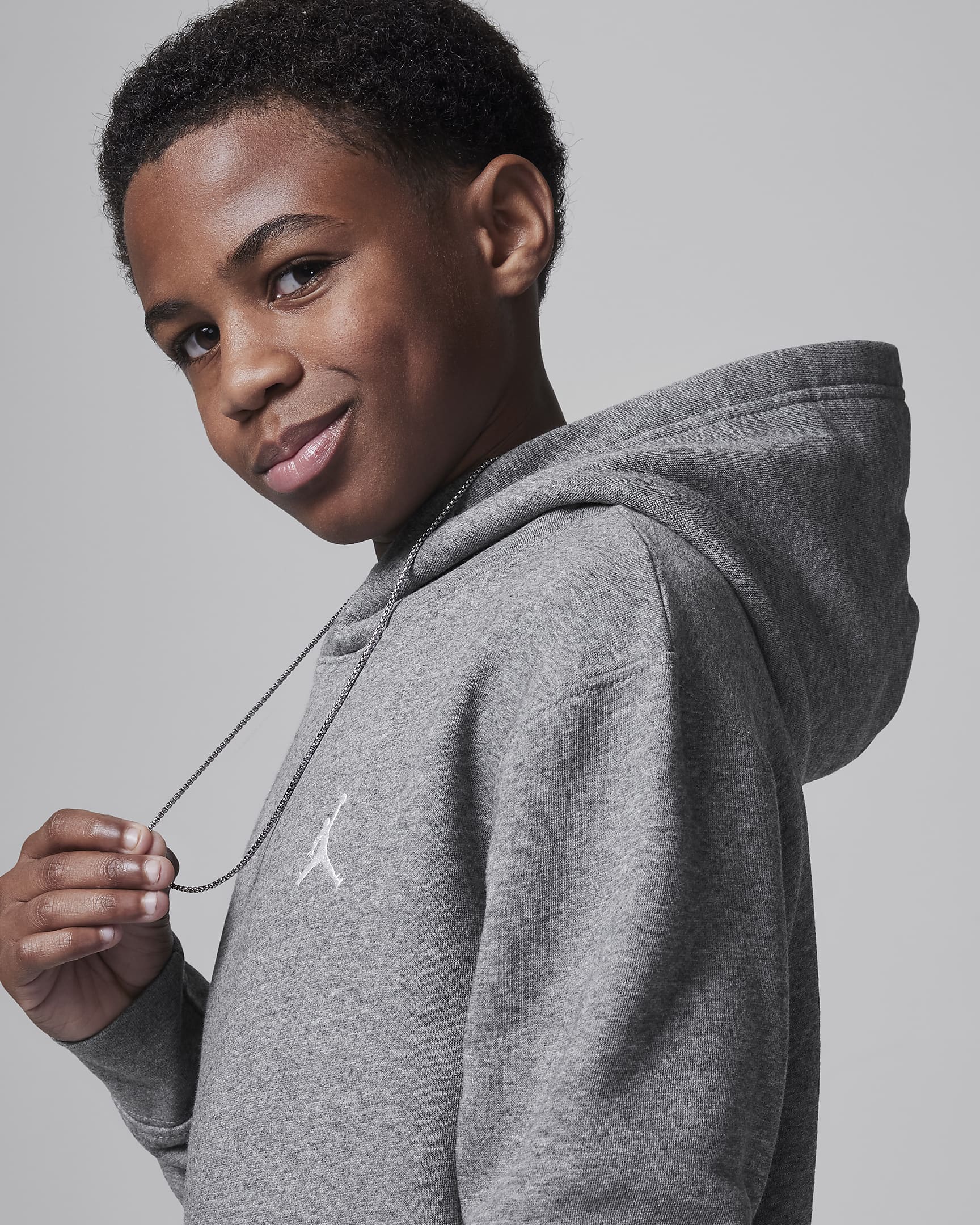 Jordan MJ Brooklyn Older Kids' Fleece Pullover Hoodie - Carbon Heather