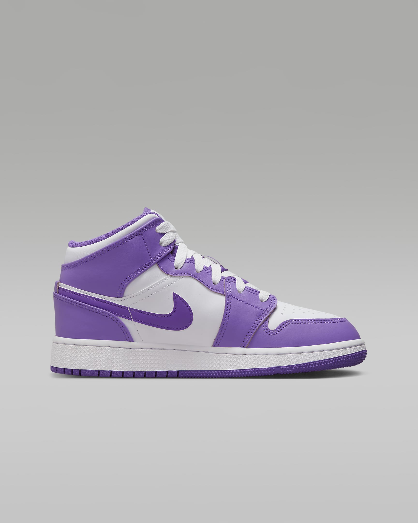 Chaussure Air Jordan 1 Mid pour ado - Purple Venom/Blanc