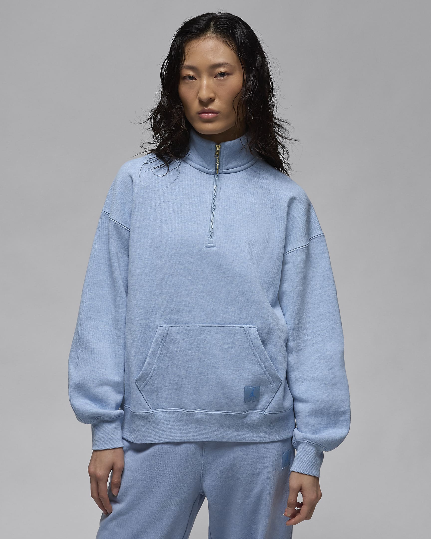 Jordan Flight Fleece Women's Quarter-Zip Top - Blue Grey/Heather
