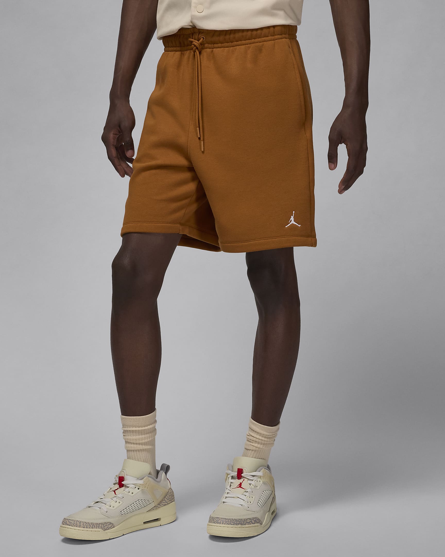 Jordan Brooklyn Fleece herenshorts - Desert Bronze/Wit