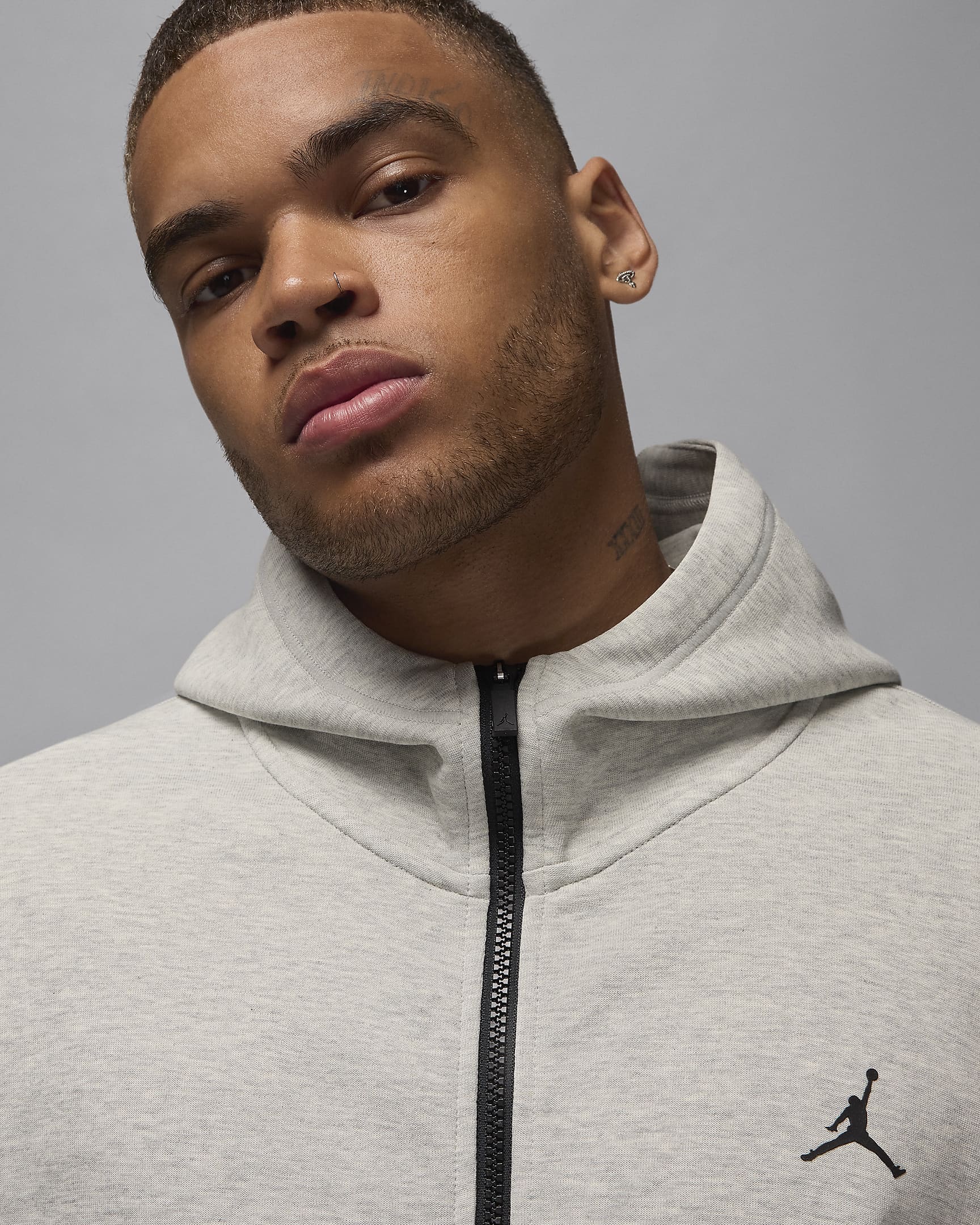 Sweat à capuche et zip Dri-FIT Jordan Sport Hoop Fleece pour homme - Grey Heather/Noir