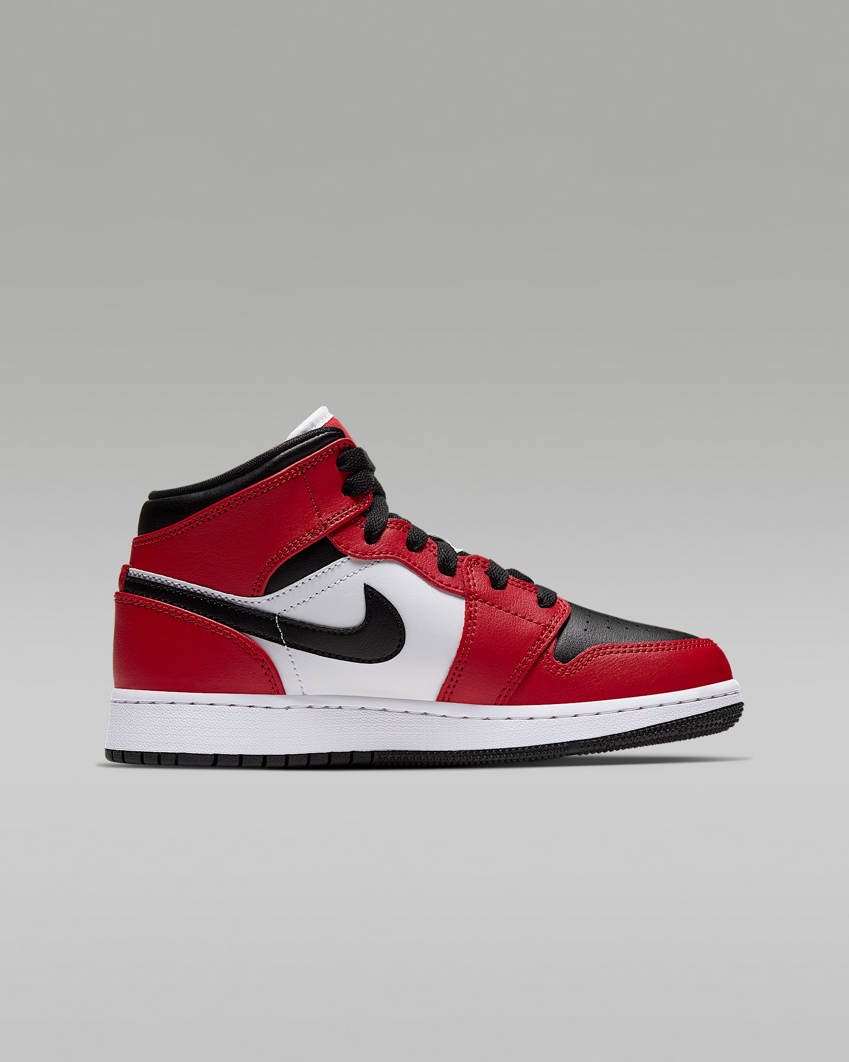Chaussure Jordan 1 Mid pour ado - Noir/Gym Red/Noir