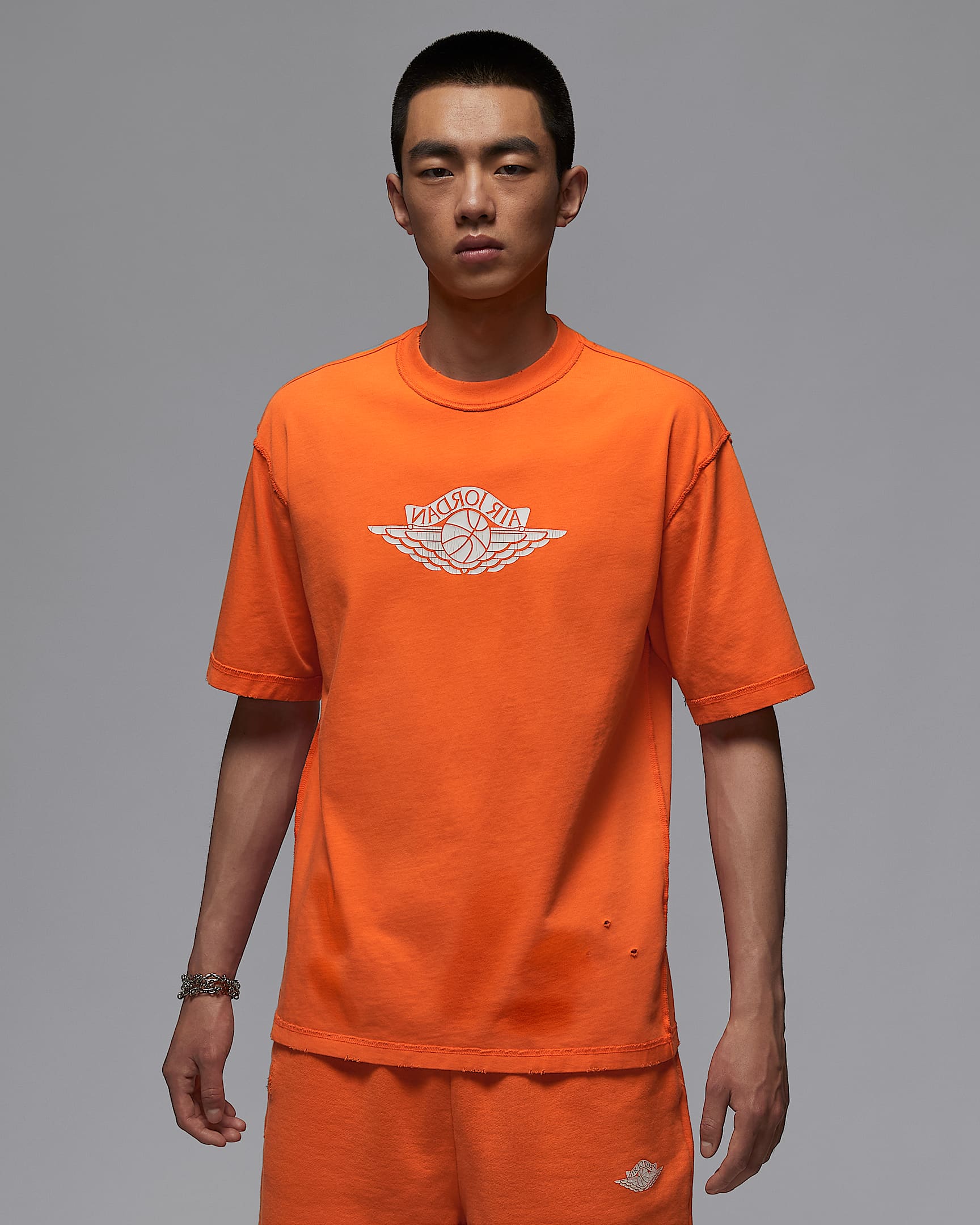 ジョーダン レア エア メンズ Tシャツ - ブリリアントオレンジ/セイル