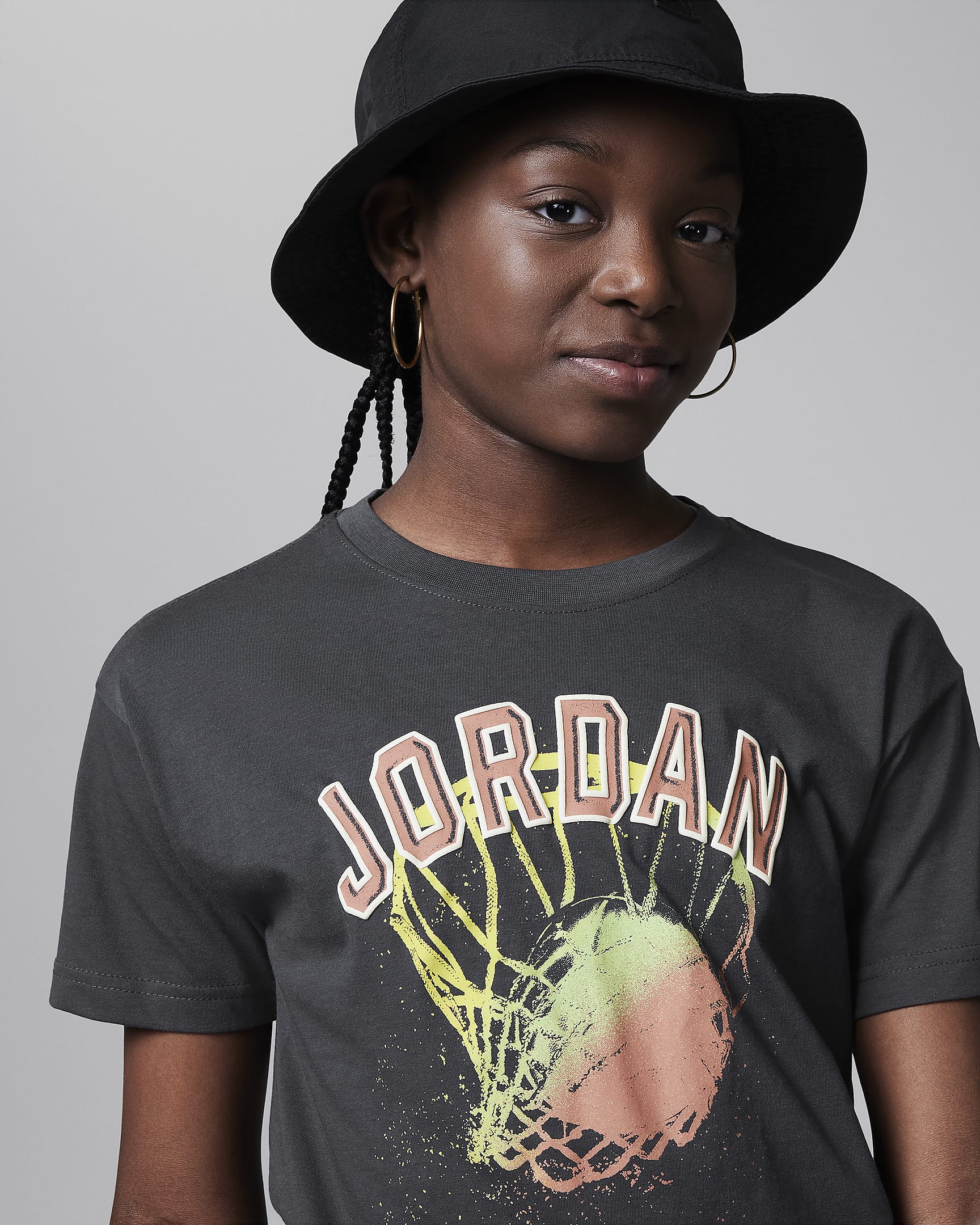 Jordan Hoop Style Big Kids' Graphic T-Shirt - Anthracite