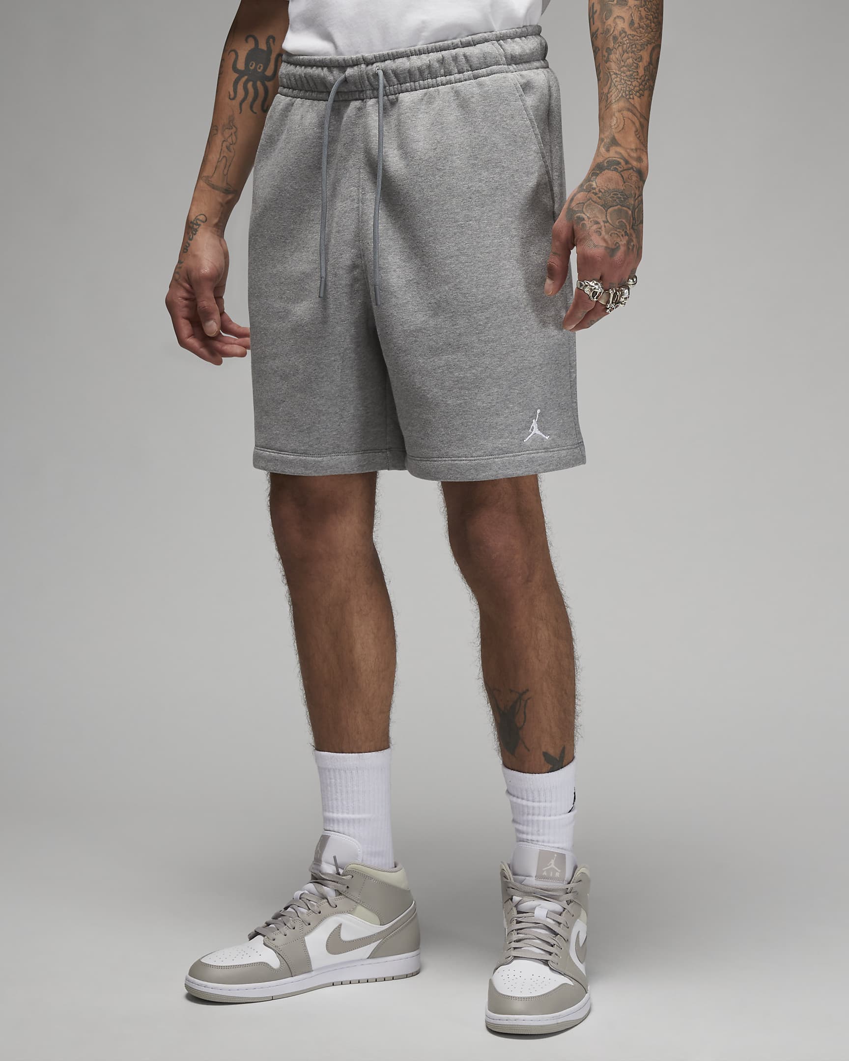 Jordan Brooklyn Fleece Men's Shorts - Carbon Heather/White