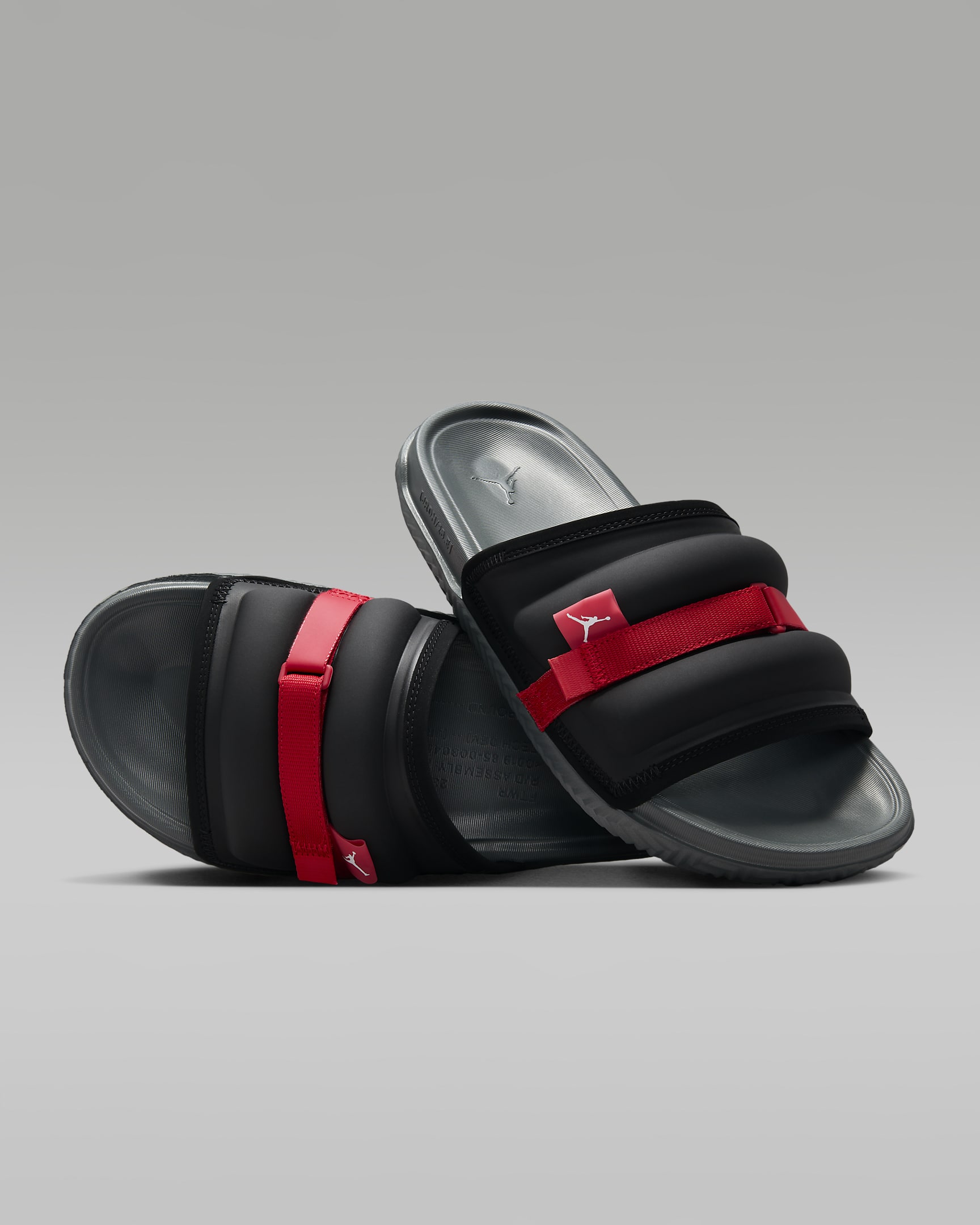 Jordan Super Play Men's Slides - Black/Iron Grey/Fire Red/White