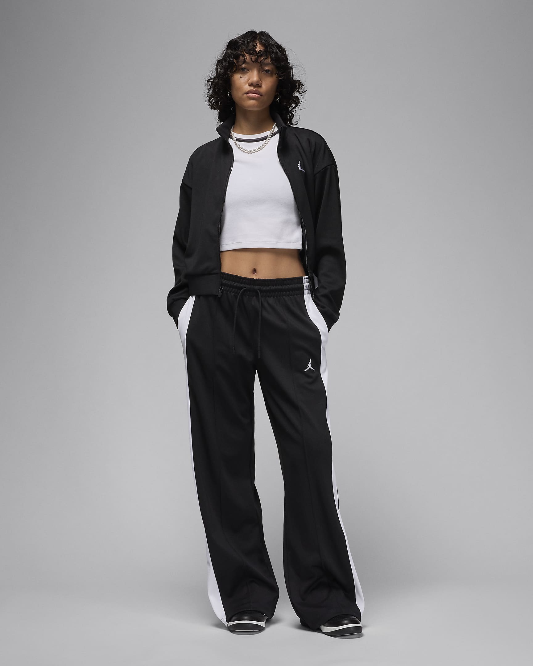 Jordan Track-Pants aus Strickmaterial (Damen) - Schwarz/Weiß/Weiß