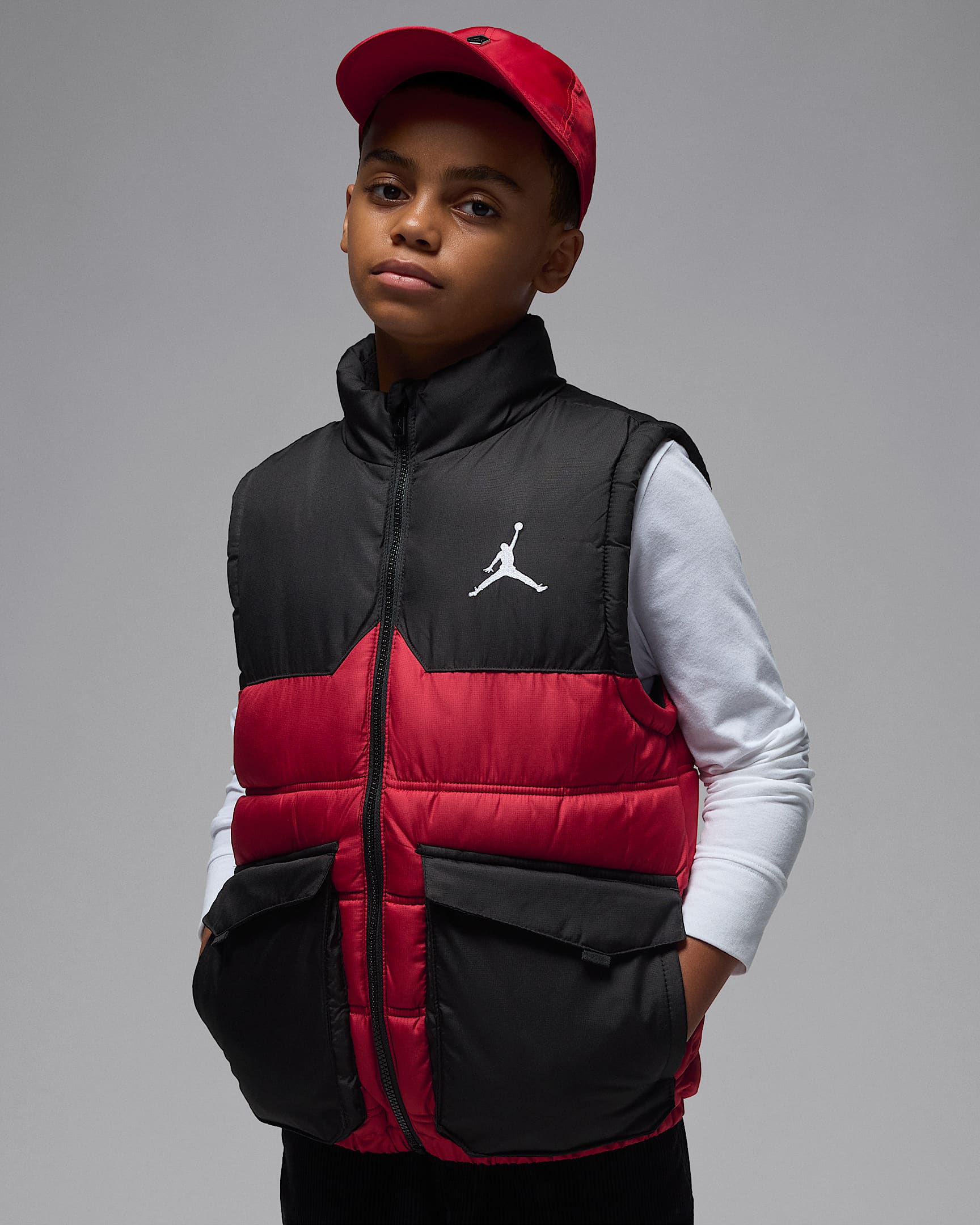Jordan Big Kids' Filled Puffer Vest - Gym Red