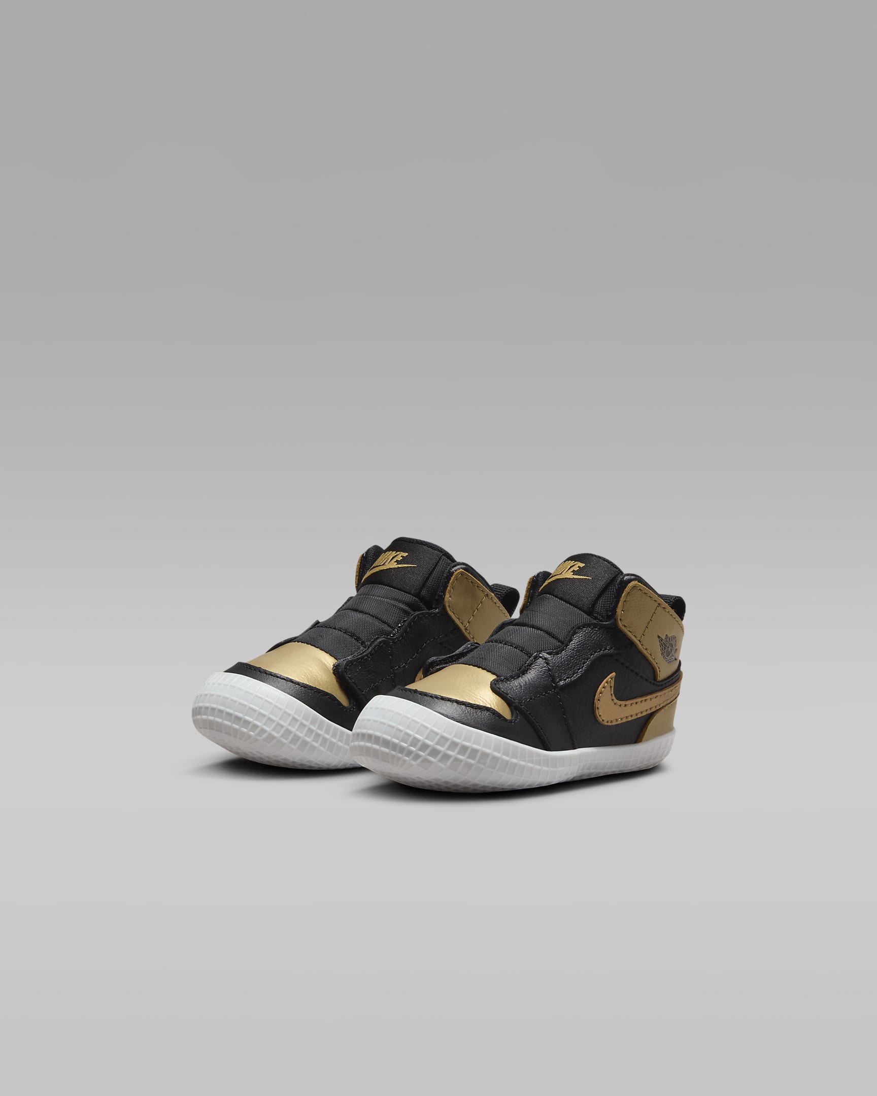 Jordan 1 Wiegbootie voor baby's - Zwart/Sail/Metallic Gold