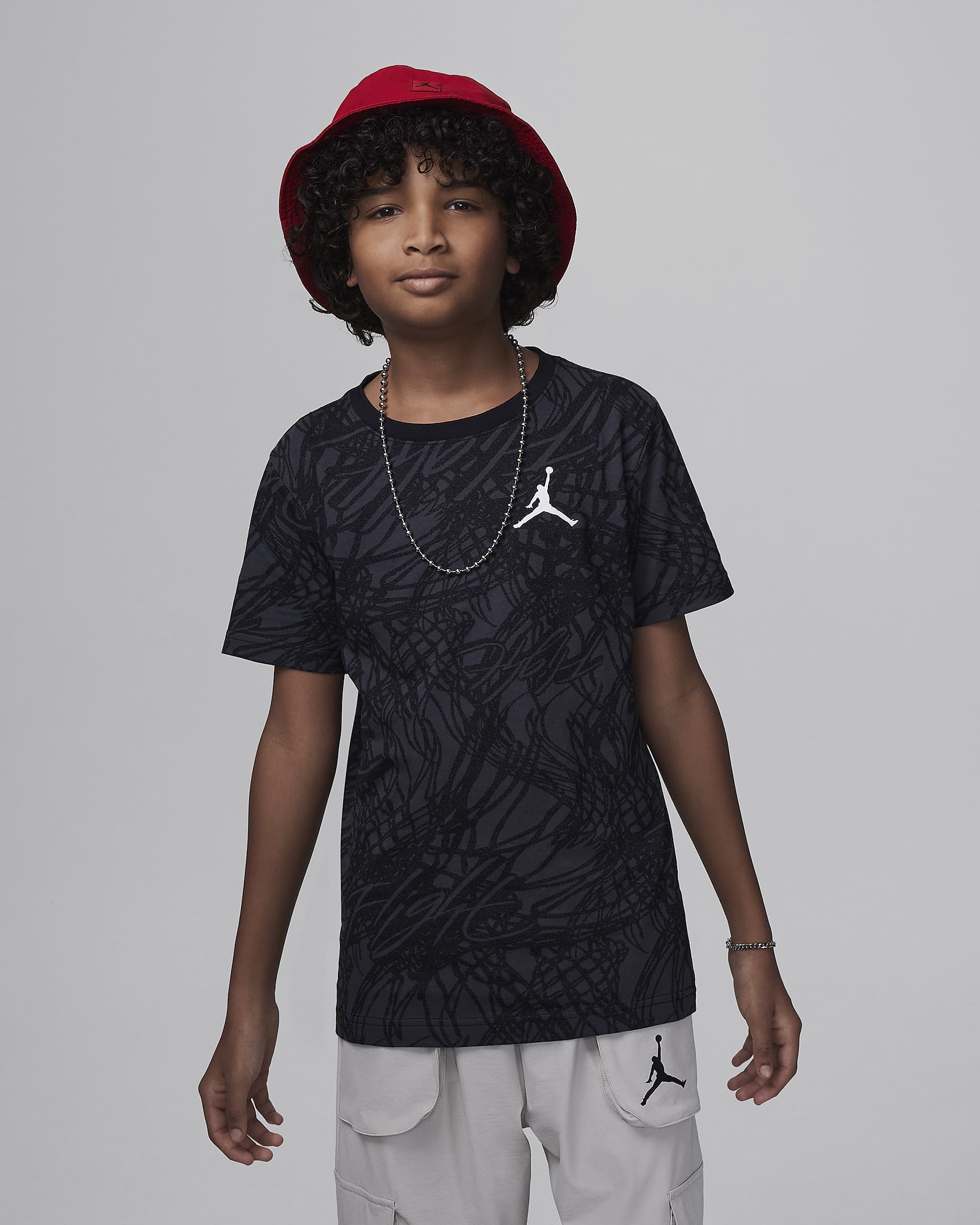 Jordan Big Kids' Net Flight Printed T-Shirt - Black