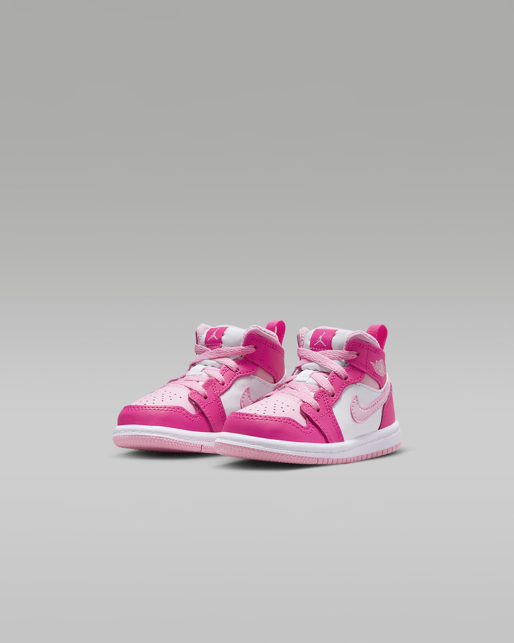 Jordan 1 Mid sko til sped-/småbarn - Hvit/Fierce Pink/Medium Soft Pink