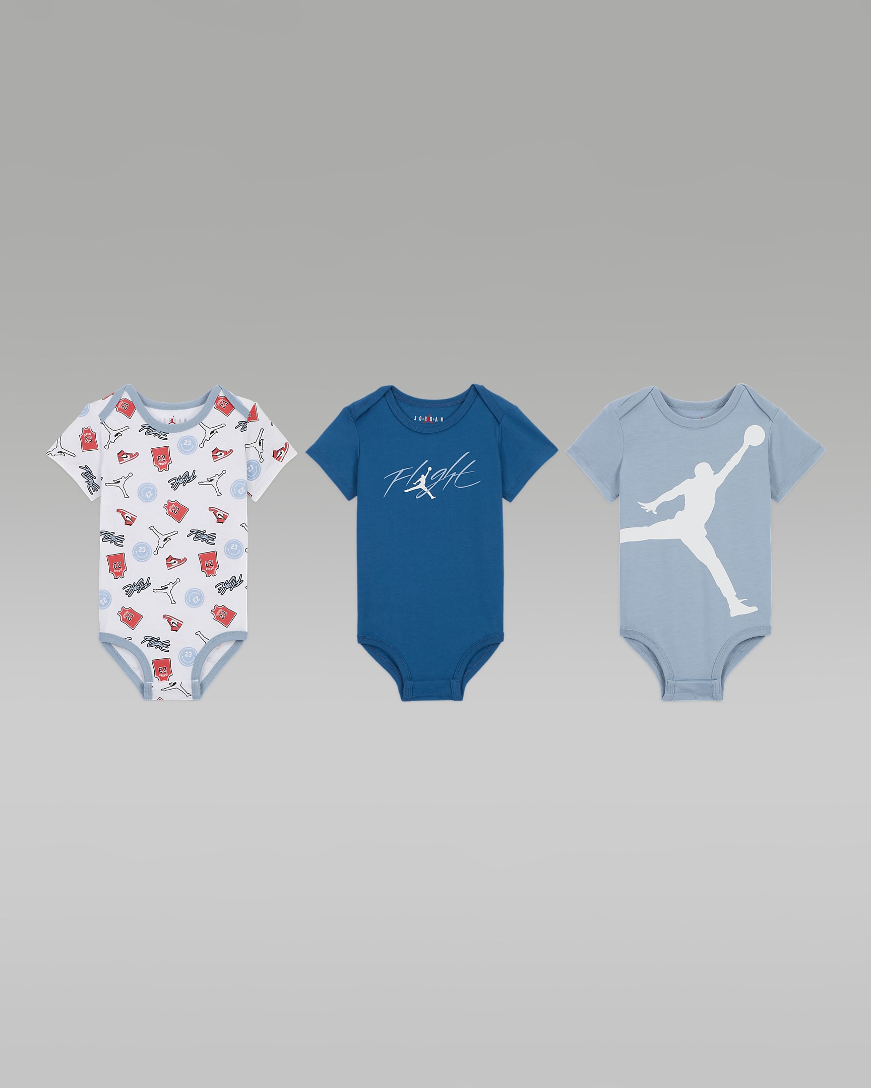 Jordan Flight Patch Bodys mit Druck für Babys (12–24 M) - Blue Grey