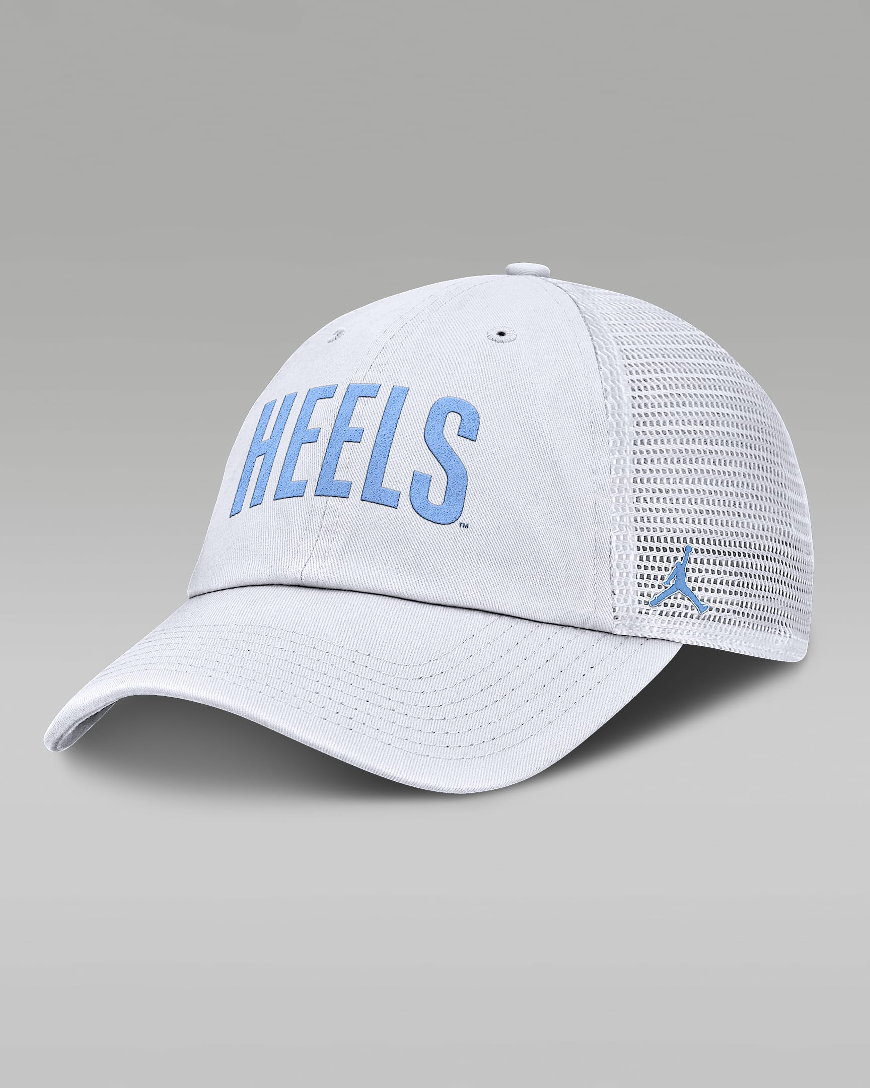 Gorra de rejilla universitaria marca Jordan ajustable para hombre North Carolina Primetime Campus Club - Blanco