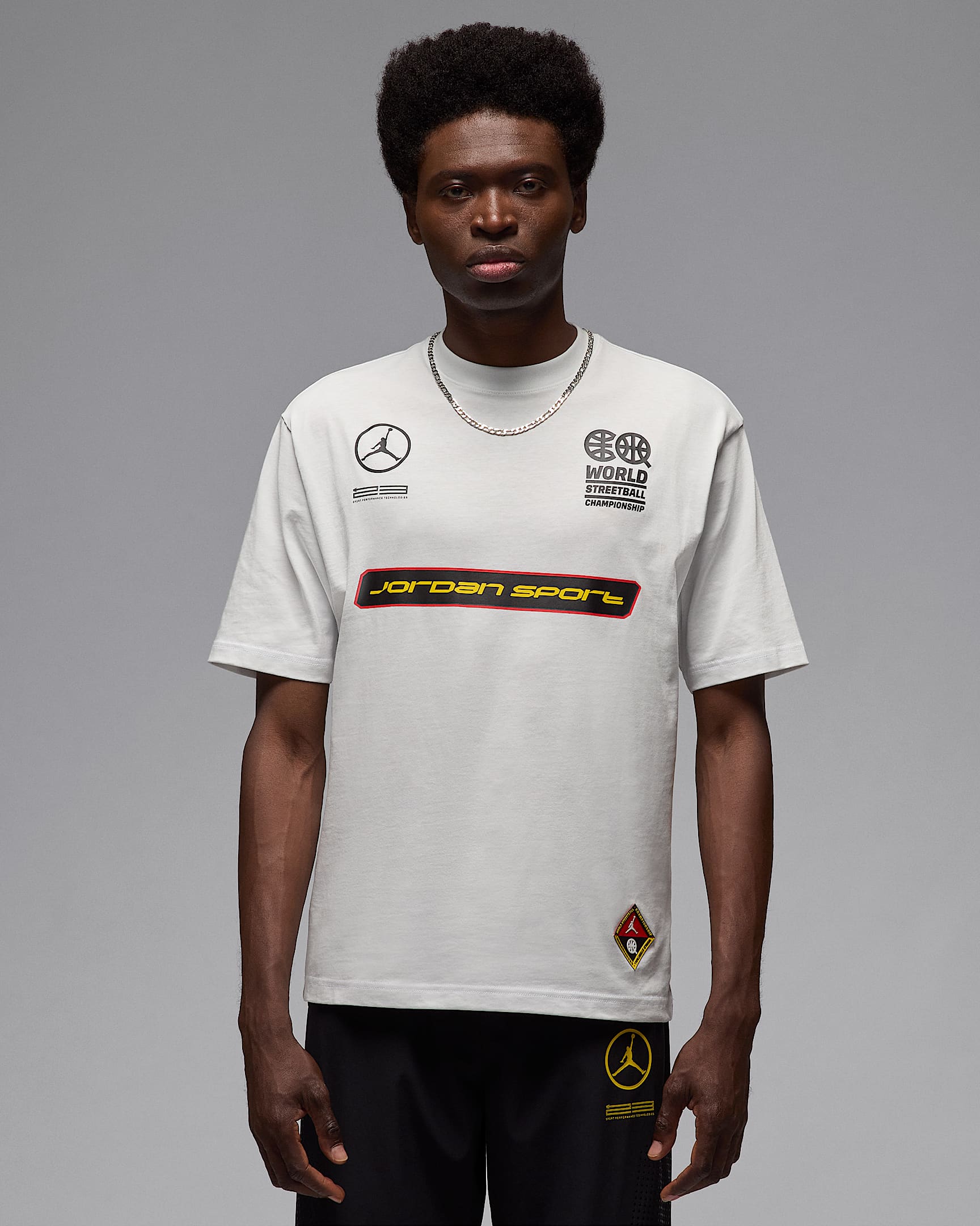 T-shirt Jordan Sport Quai 54 pour homme - Summit White/Chile Red