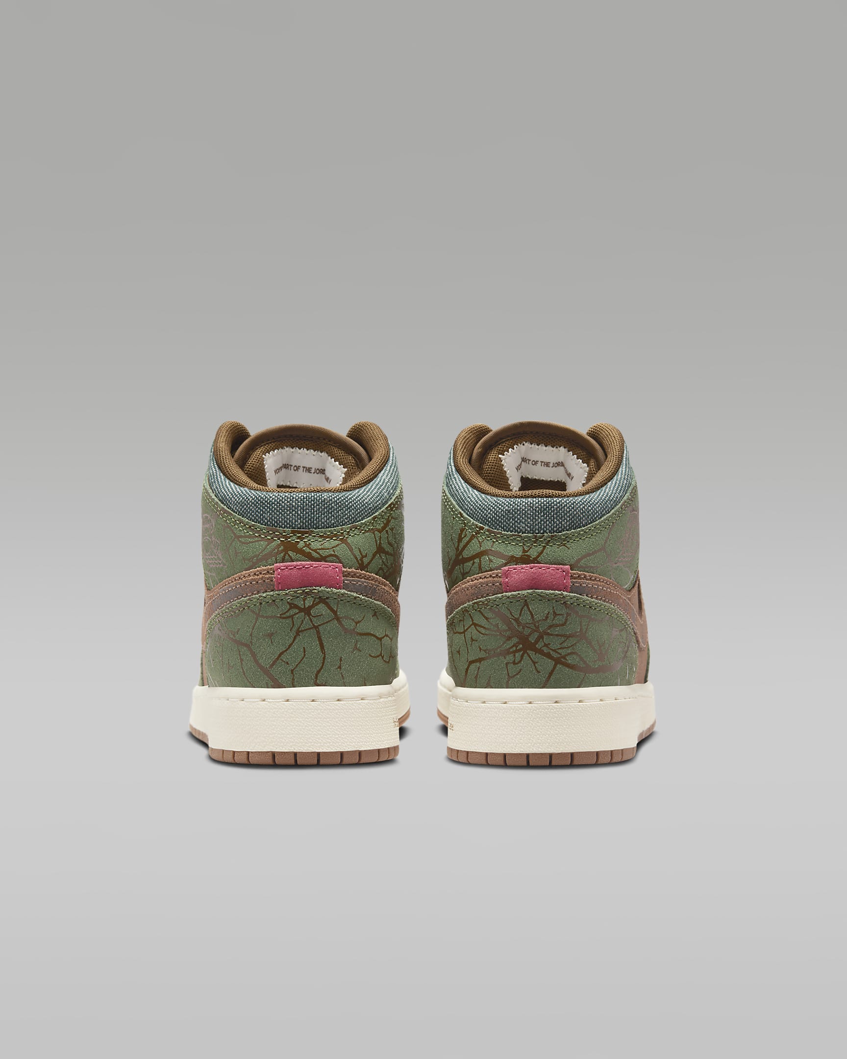 รองเท้าเด็กโต Air Jordan 1 Mid Sneaker School - Archaeo Brown/Treeline/Coconut Milk/Light Olive