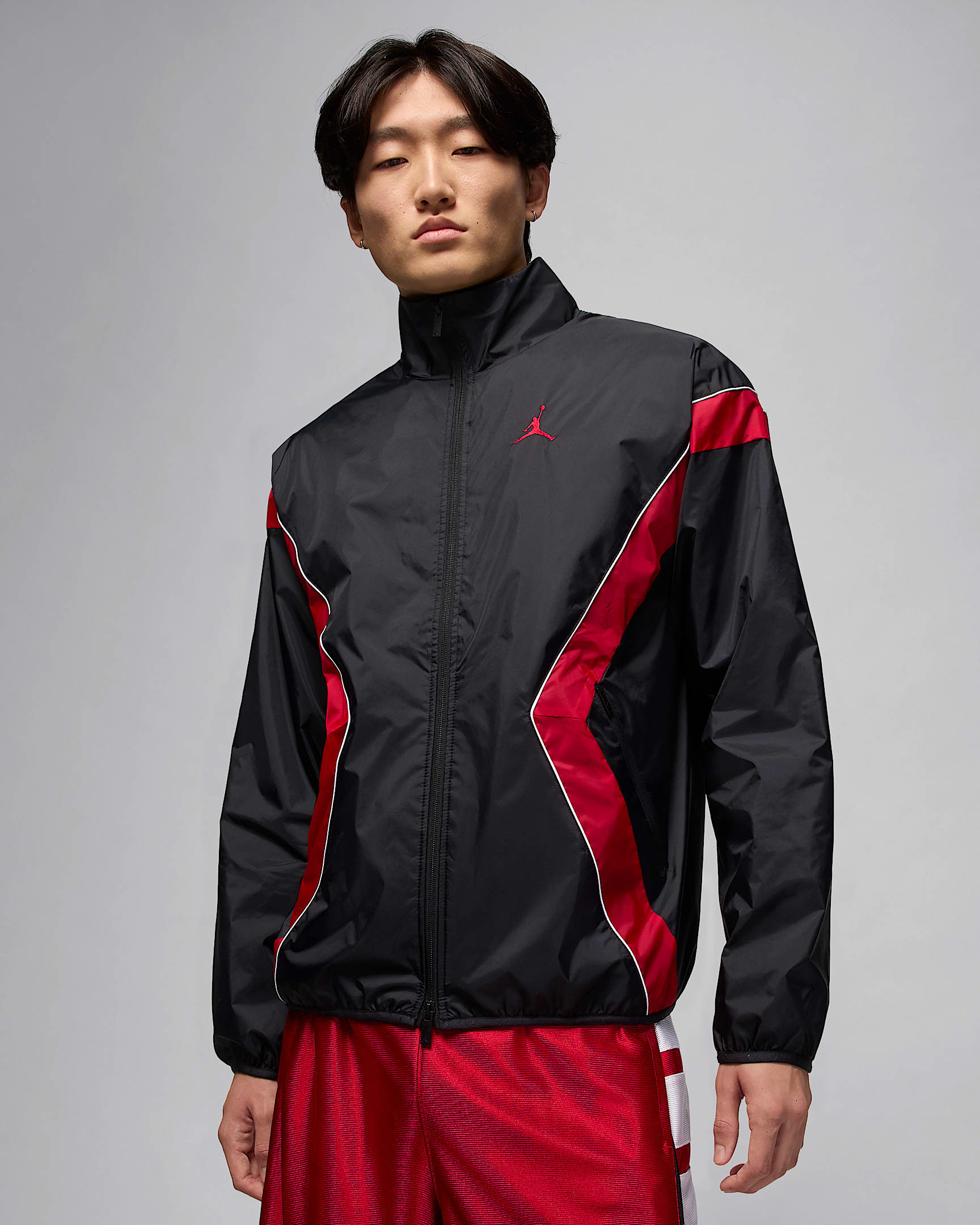 Jordan Brooklyn Men's Draft Jacket - Black/Gym Red/White/Gym Red