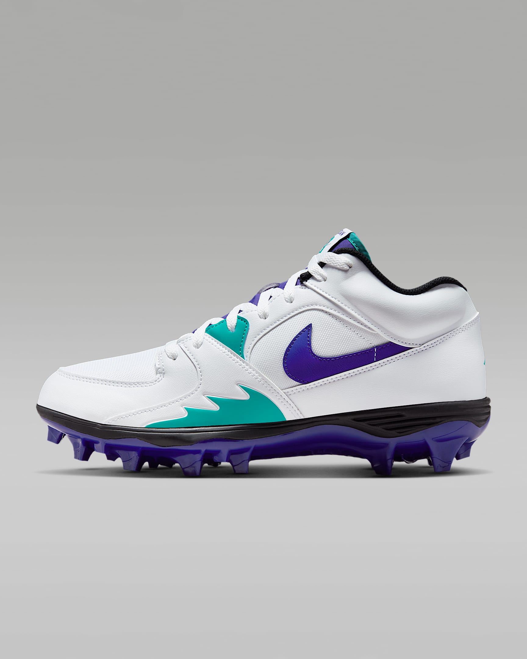 Jordan Stadium 90 Low TD Football Cleats - White/New Emerald/Black/Grape Ice
