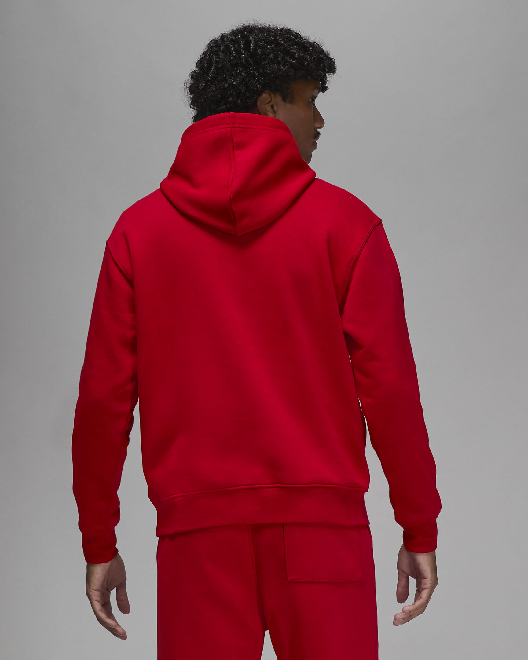 Huvtröja med tryck Jordan Brooklyn Fleece för män - Gym Red/Gym Red/Gym Red/Vit