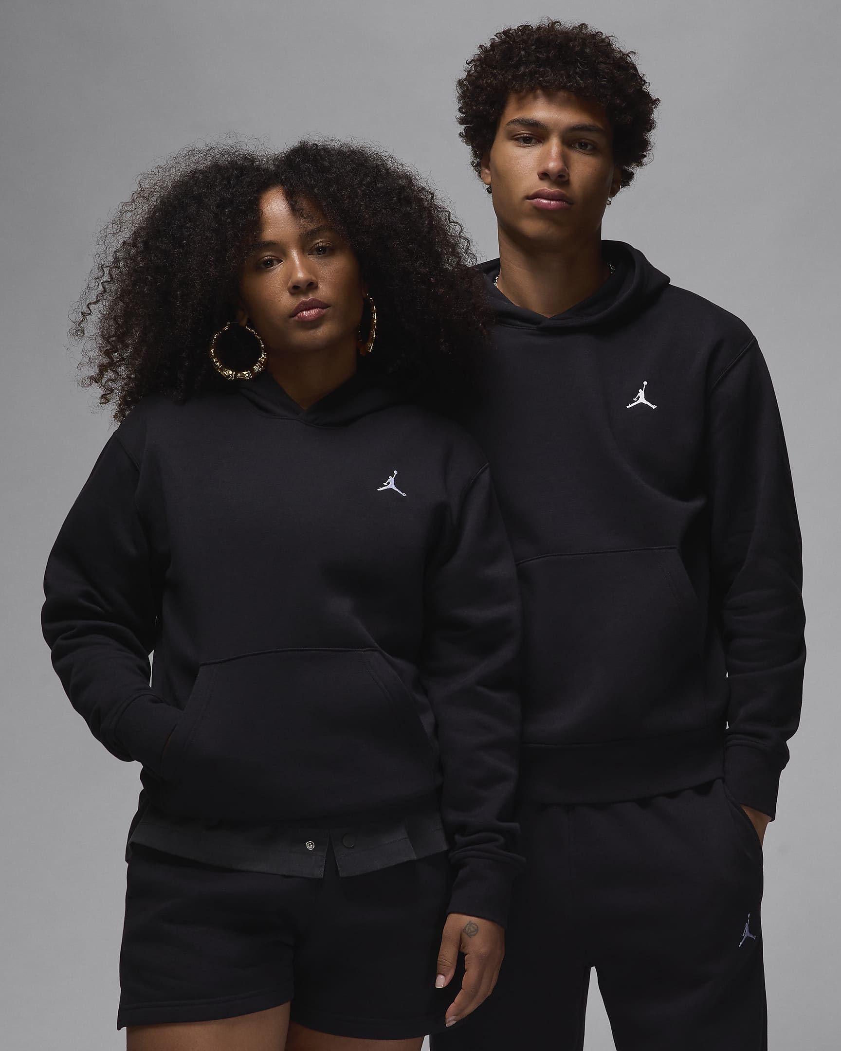 Sweat à capuche en tissu Fleece Jordan Brooklyn pour homme - Noir/Blanc