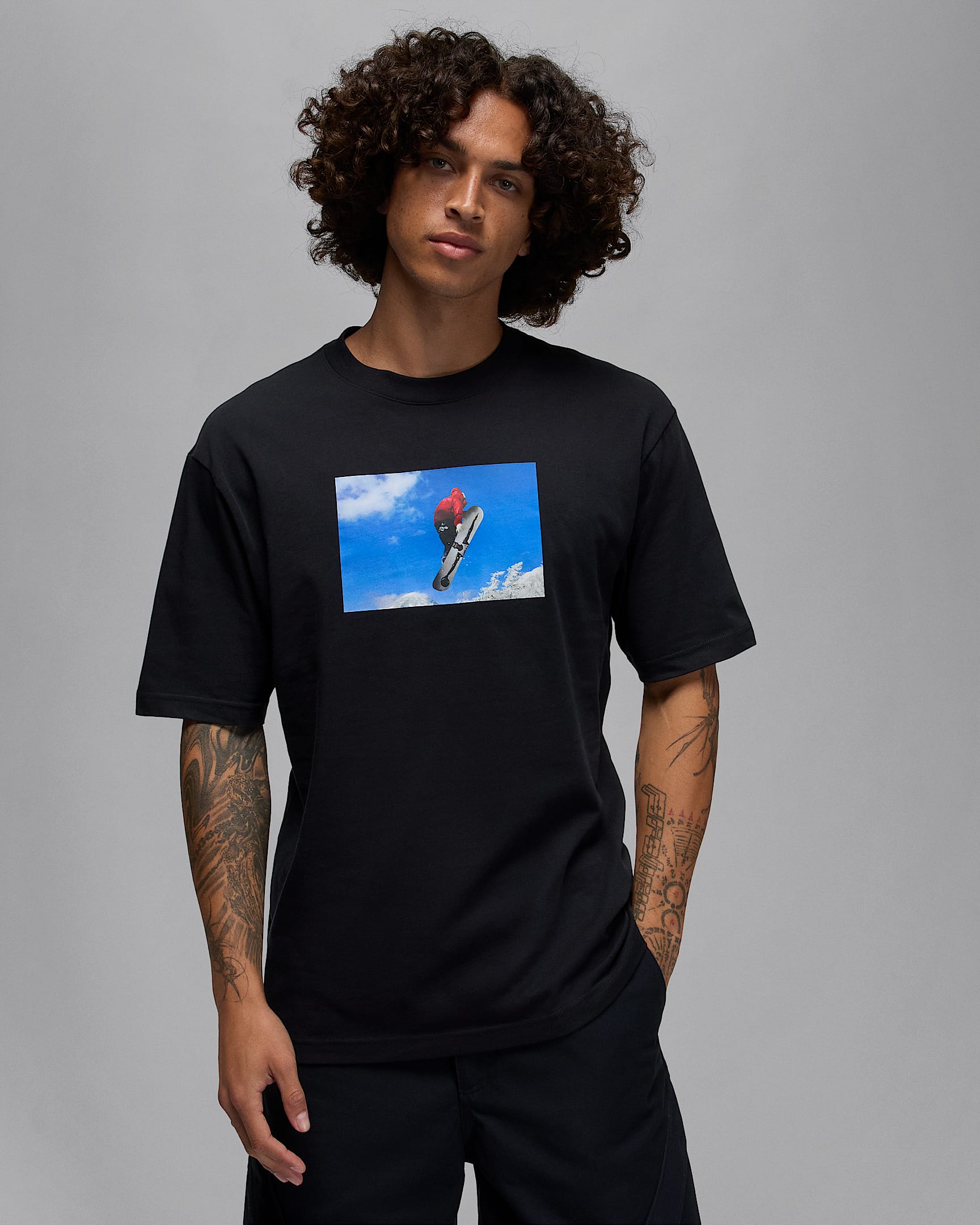 Playera Mountainside para hombre Jordan Flight - Negro/Azul foto claro