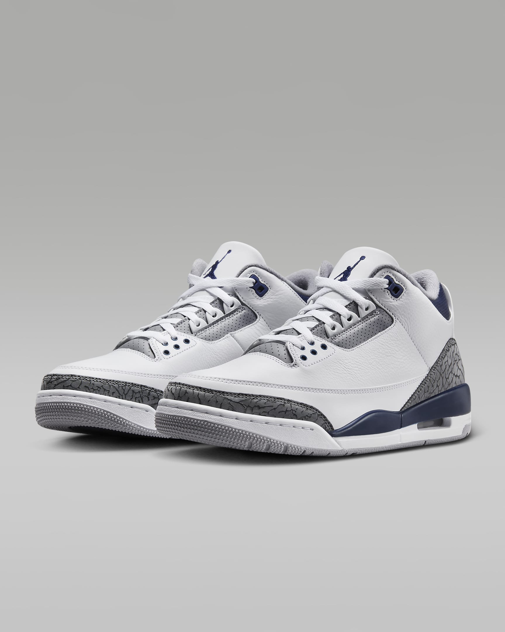 Air Jordan 3 Retro Men's Shoes - White/Cement Grey/Black/Midnight Navy