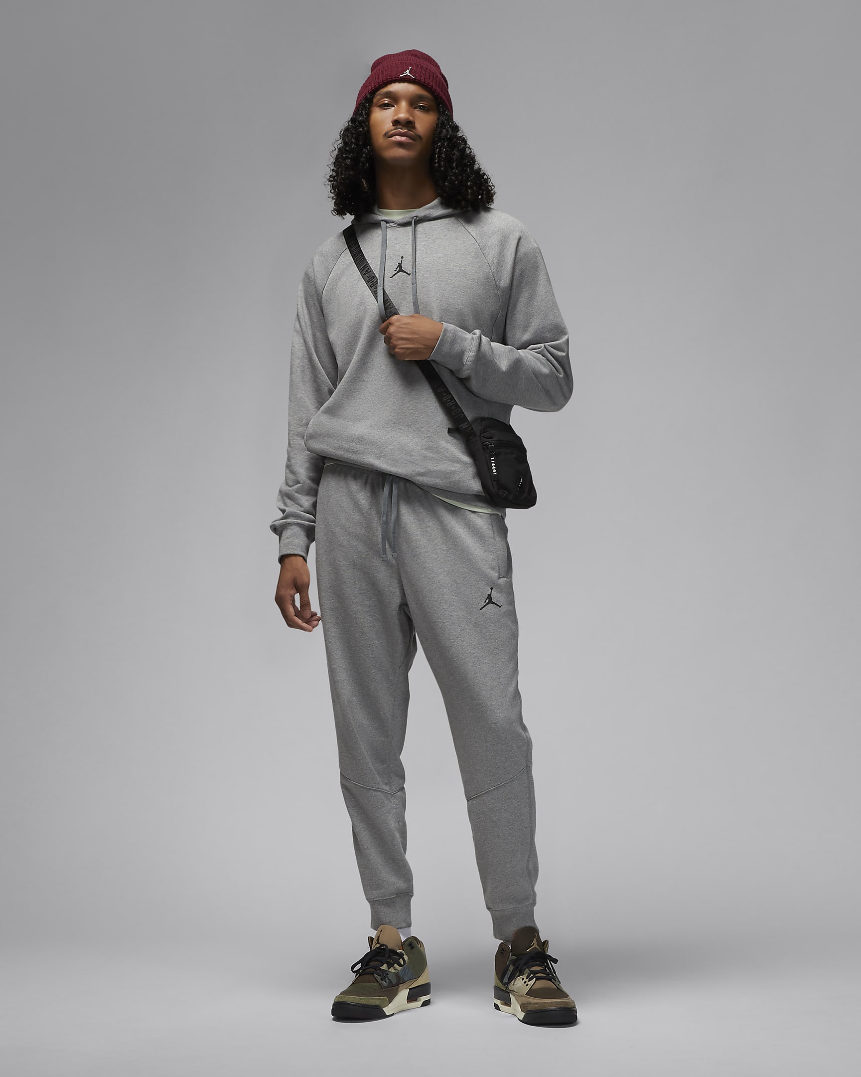 Jordan Dri-FIT Sport fleecebukse til herre - Carbon Heather/Svart