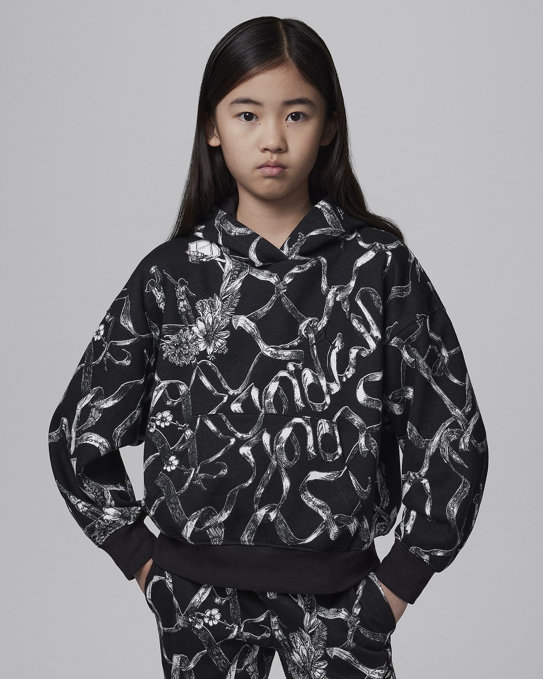 Jordan Older Kids' Brooklyn Fleece Printed Pullover Hoodie - Off-Noir