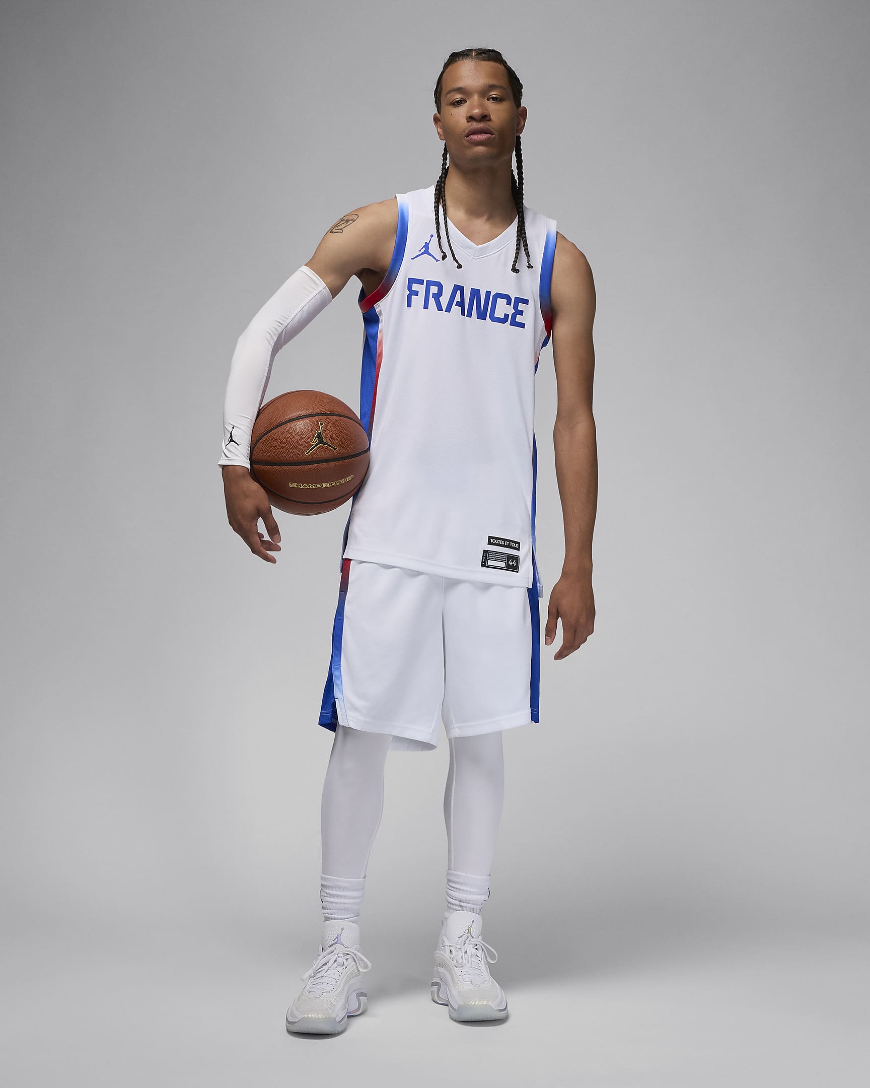 Jersey France Limited Home Jordan Basketball för män - Vit/Hyper Royal