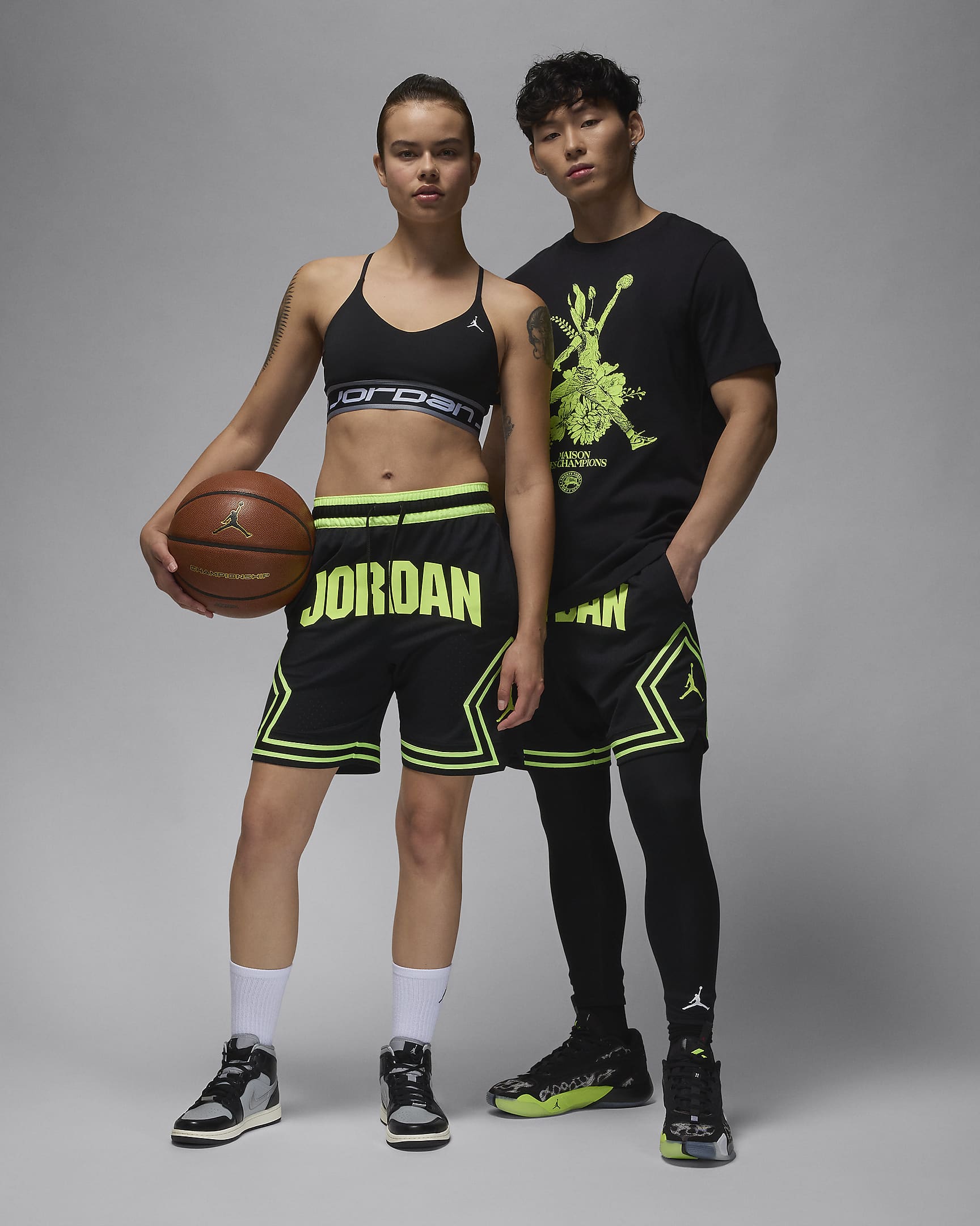 กางเกงขาสั้น Diamond Dri-FIT ผู้ชาย Jordan Sport - ดำ/Volt Glow/Volt Glow