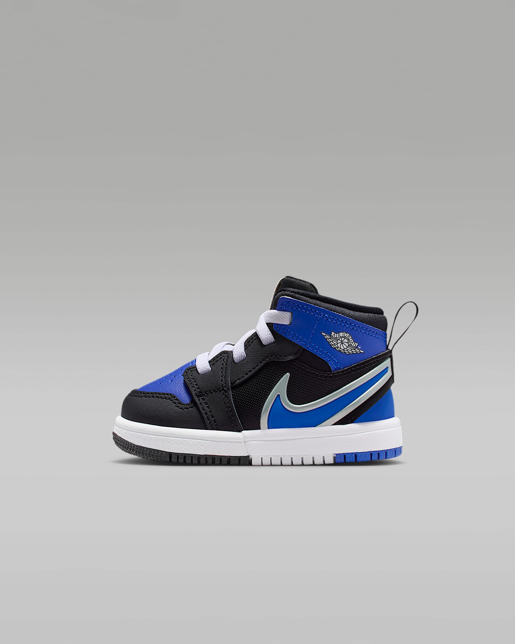 Jordan 1 Mid RM EasyOn sko til sped-/småbarn - Svart/Hvit/Light Silver/Game Royal