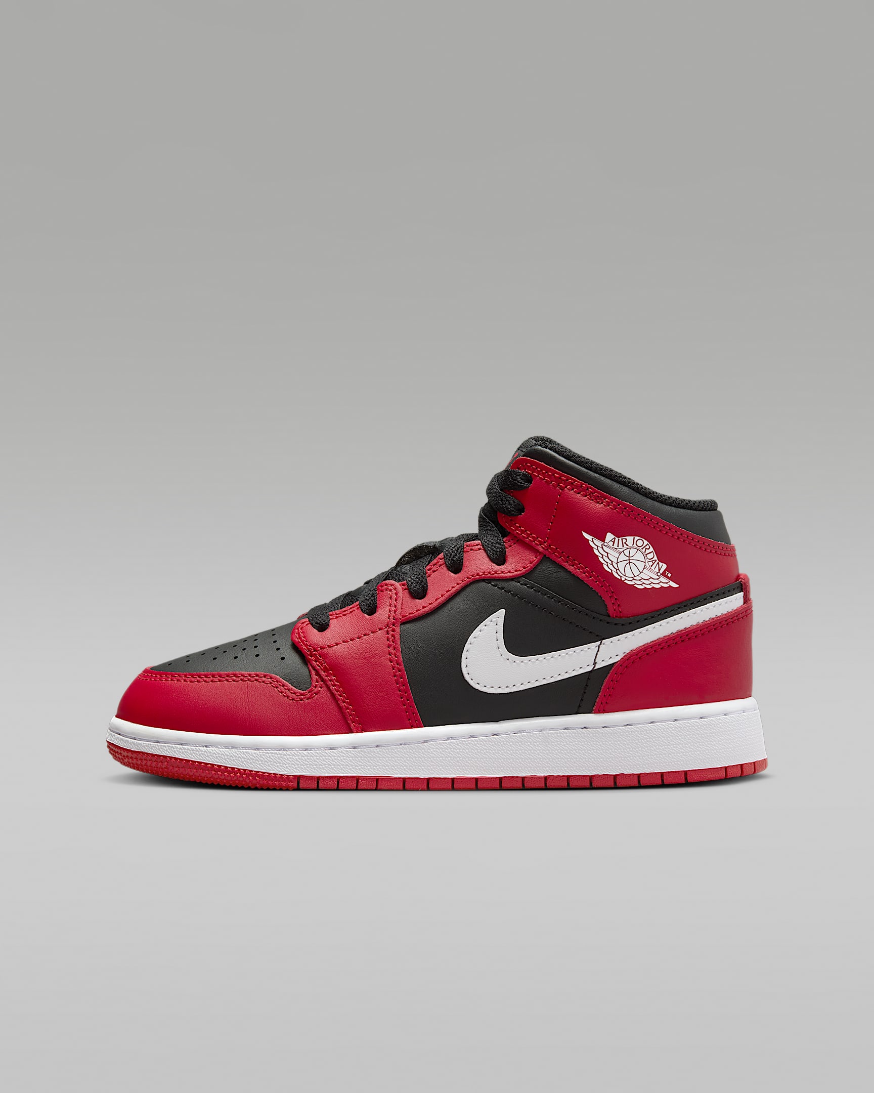 Air Jordan 1 Mid Older Kids' Shoes - Black/Gym Red/White