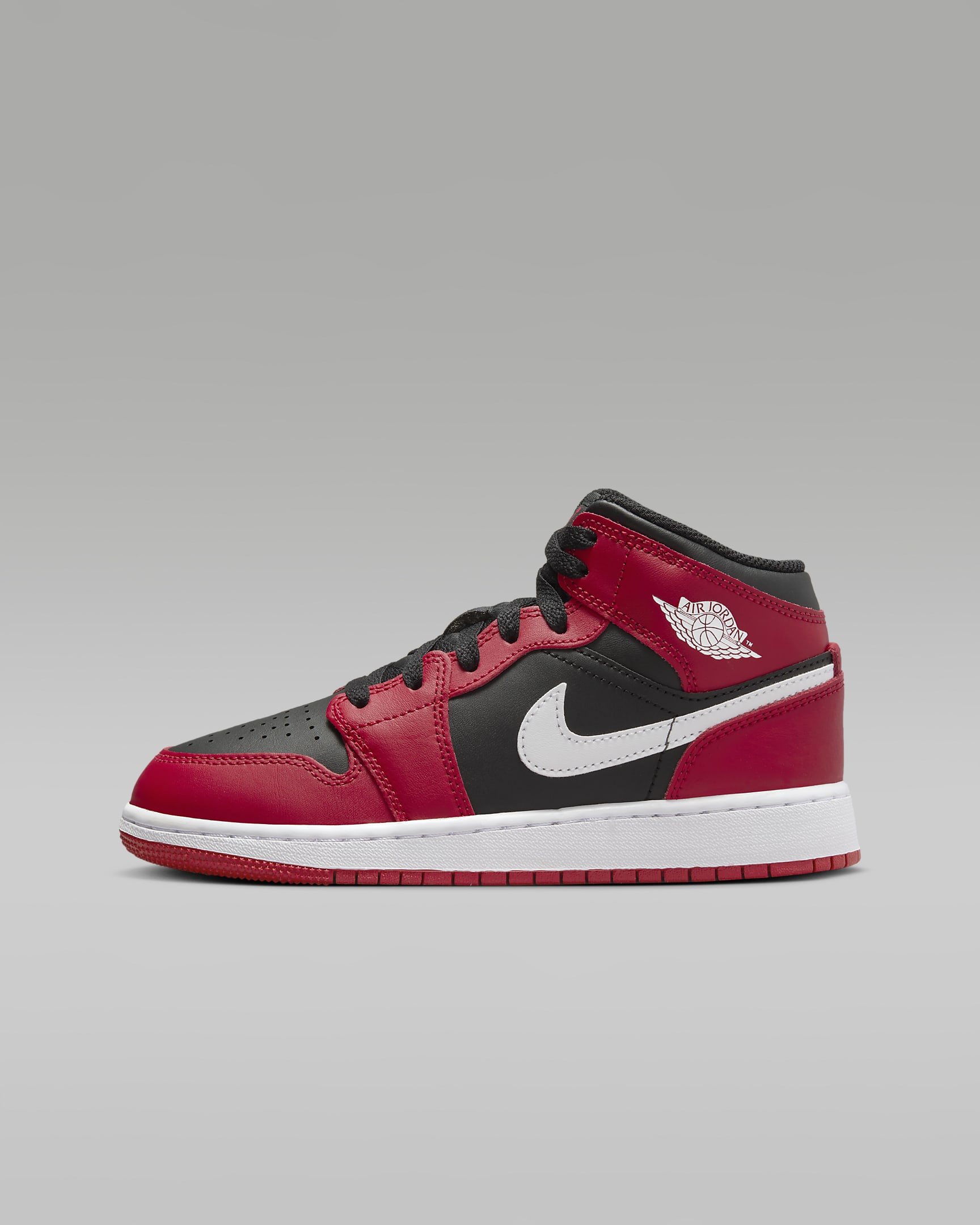 Air Jordan 1 Mid Older Kids' Shoes - Black/Gym Red/White