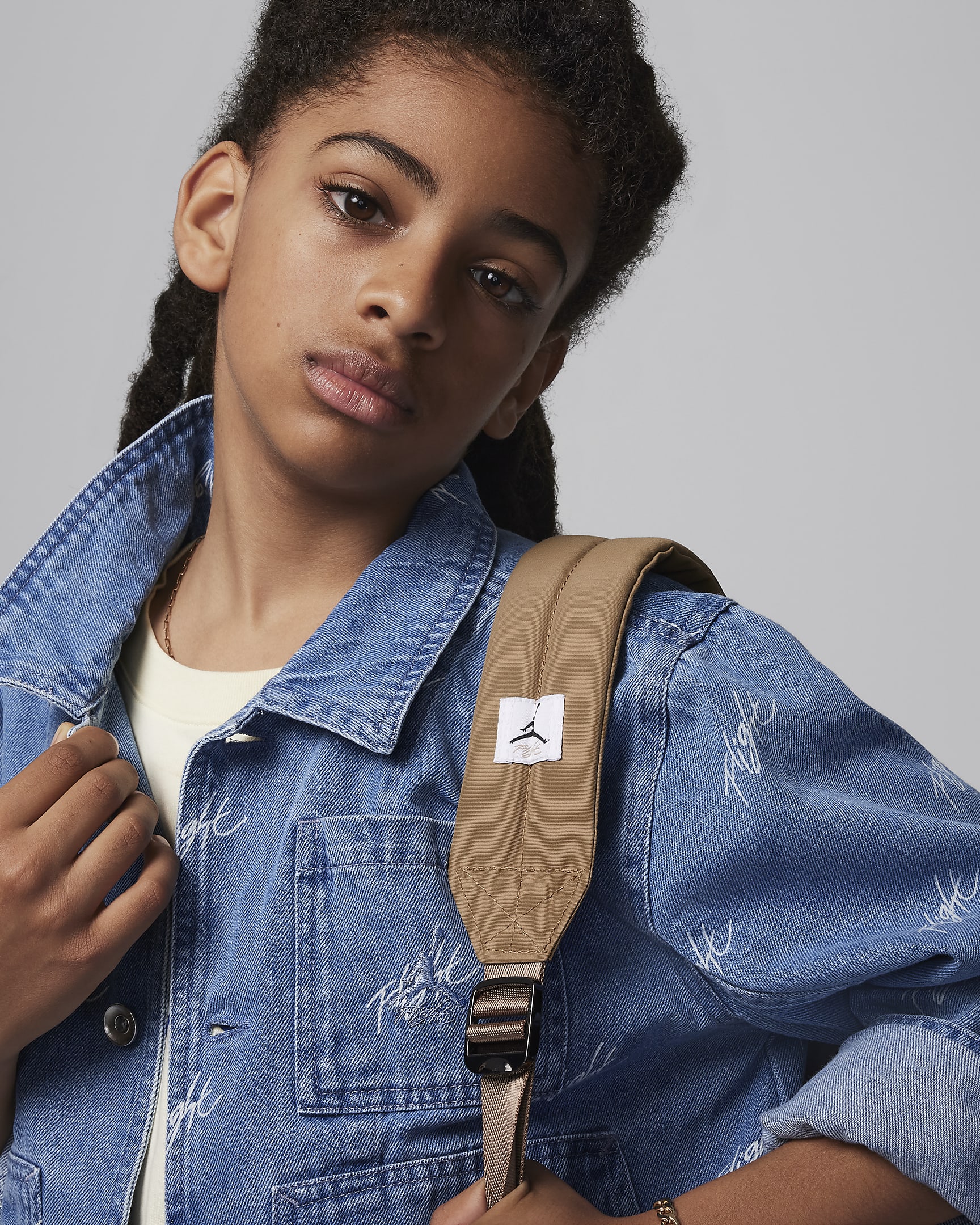 Chamarra de denim para niños talla grande Jordan Flight Heritage - Gris azulado