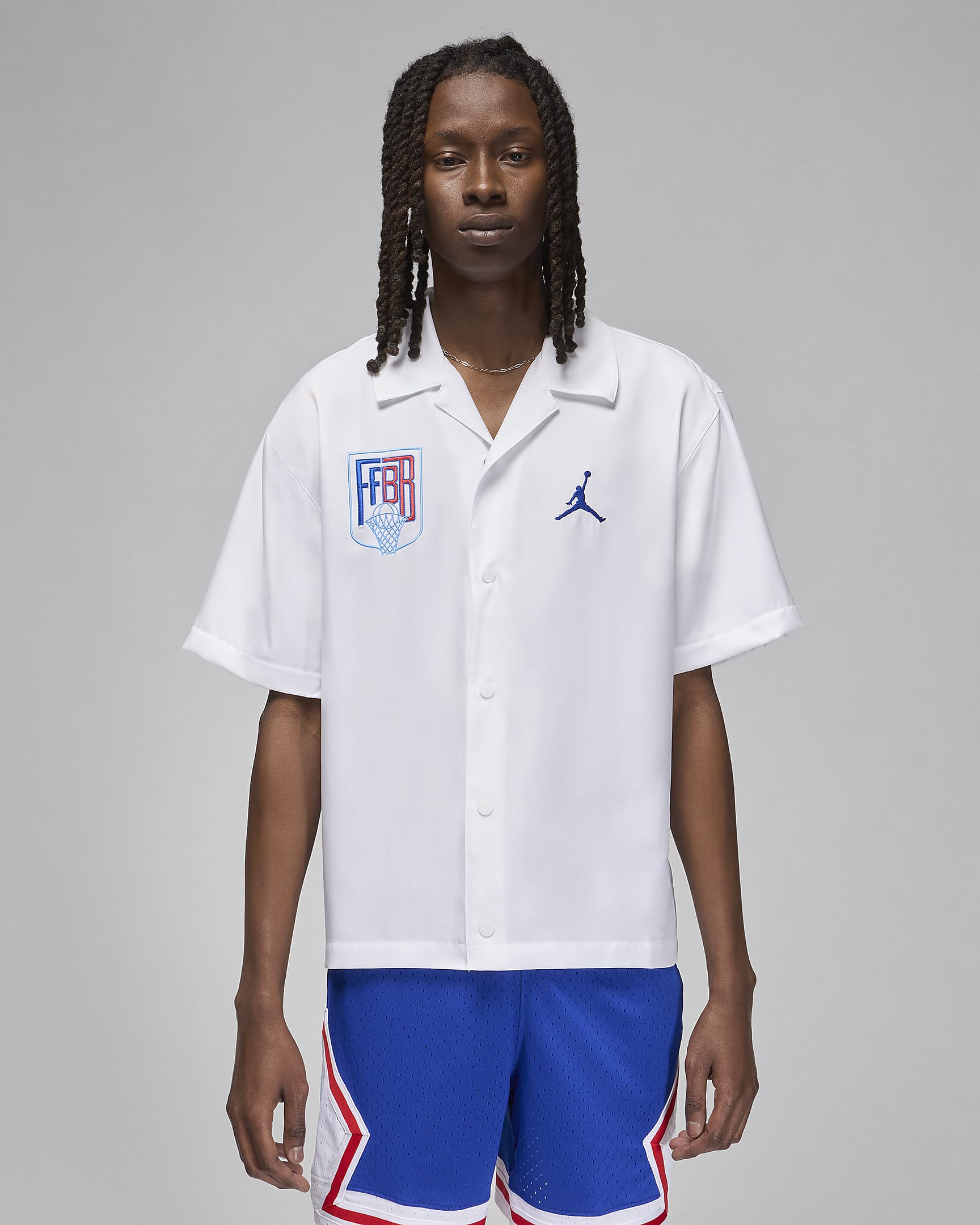 Jordan Sport x Fédération Française de Basketball Men's Warm-Up Top - White/Old Royal