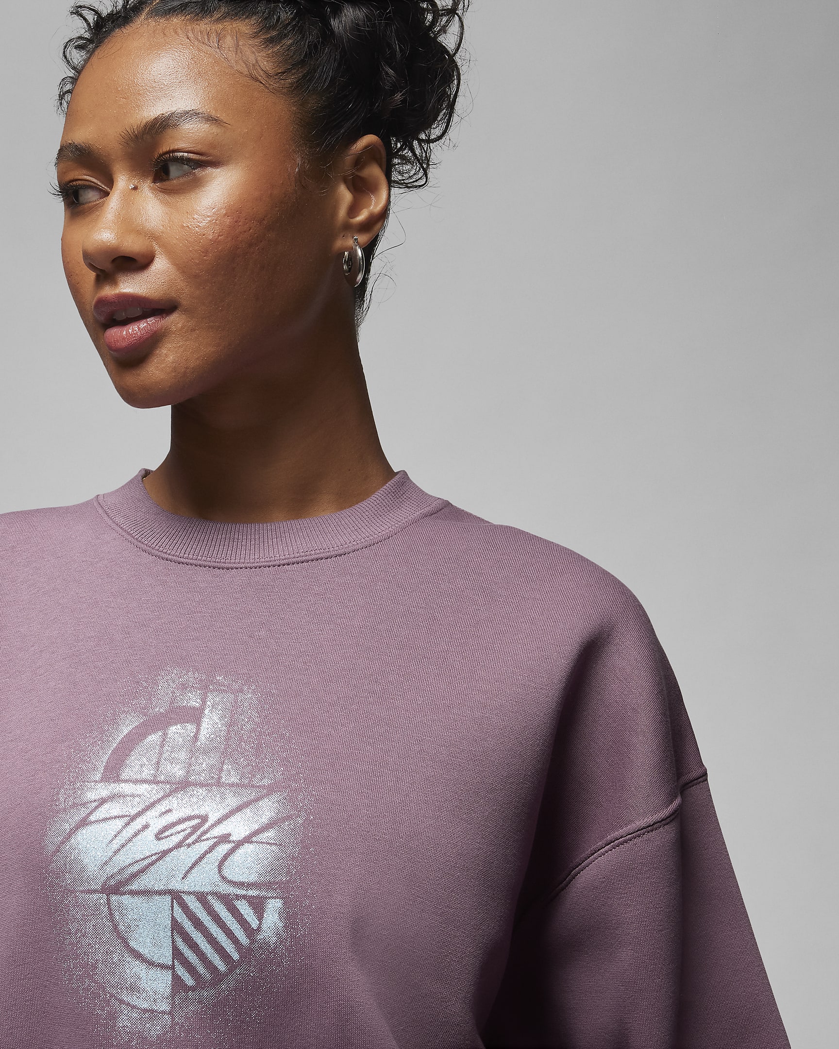 Sweatshirt de gola redonda com grafismo Jordan Brooklyn Fleece para mulher - Sky J Mauve