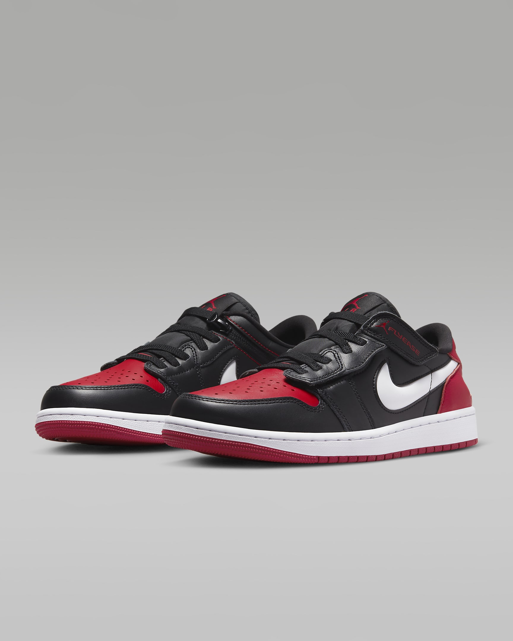 Air Jordan 1 Low FlyEase Men's Easy On/Off Shoes - Black/White/Gym Red