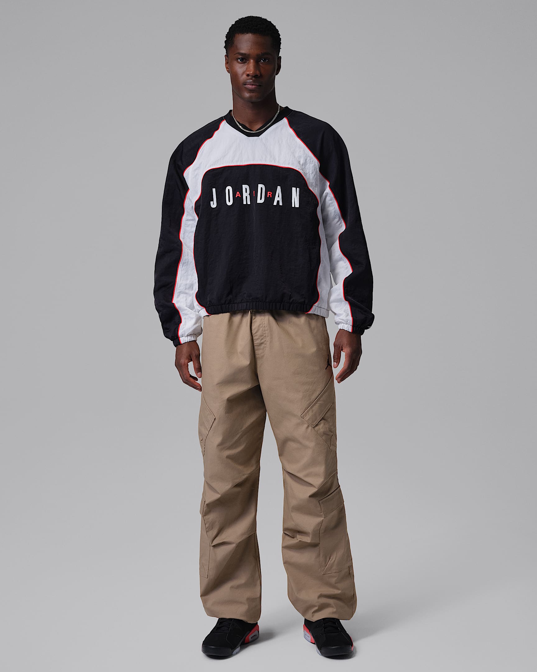 Jordan Flight Men's Long-Sleeve Warm-Up Top - Black/White/Chile Red/White