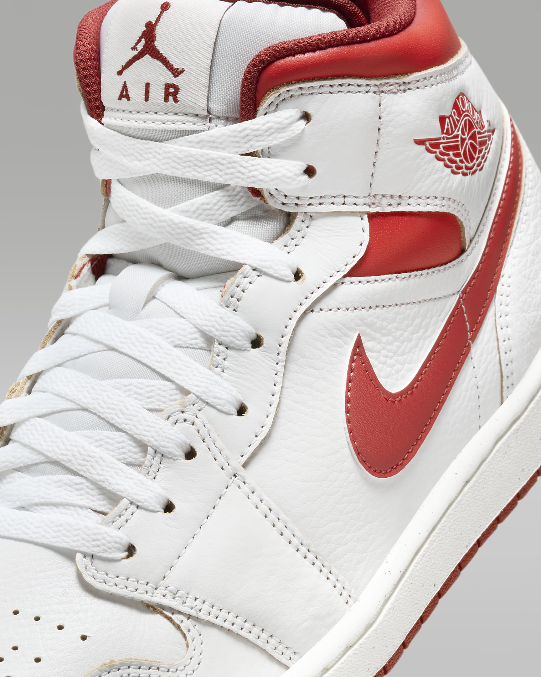 Air Jordan 1 Mid SE Men's Shoes - White/Dune Red/Sail/Lobster