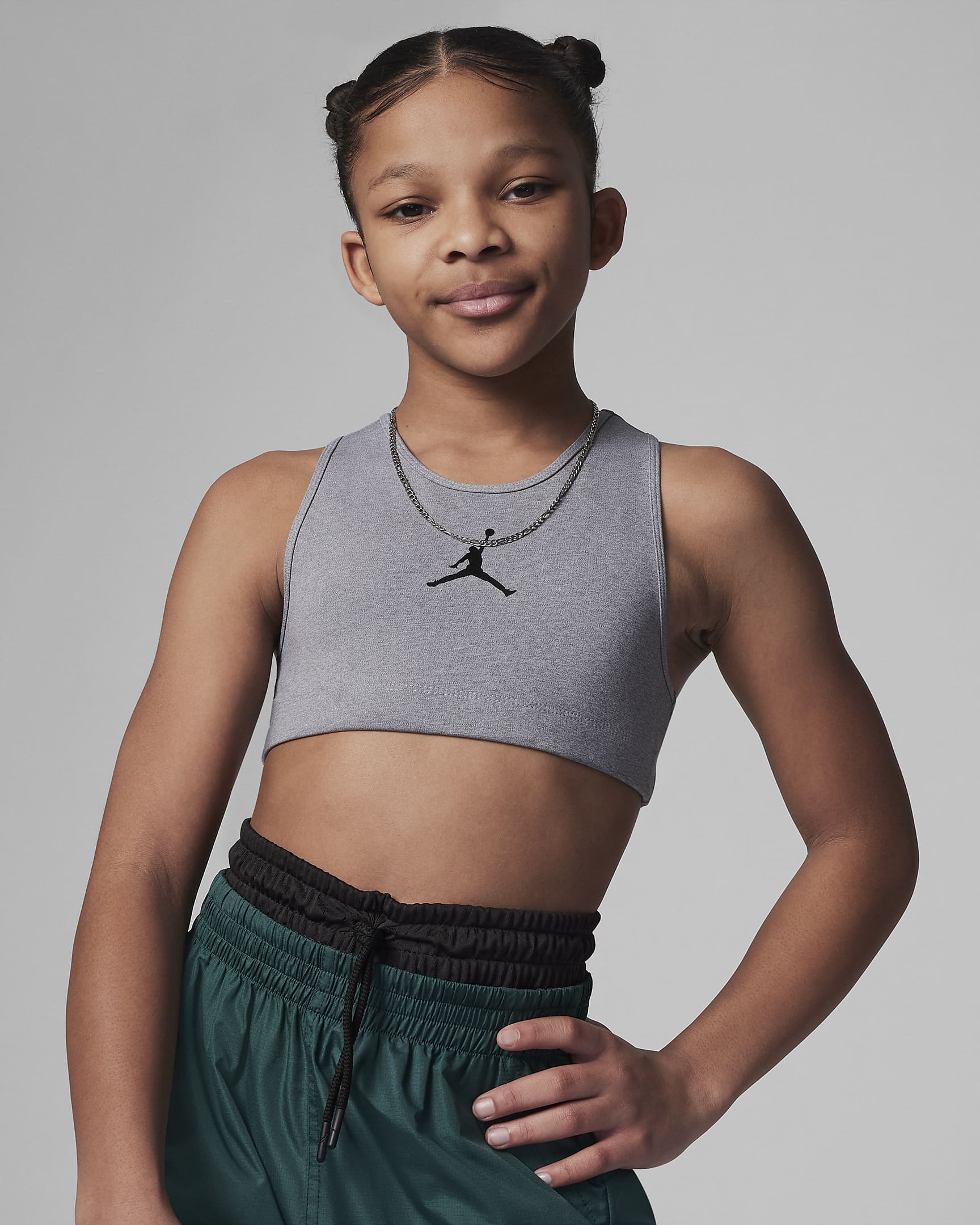 Jordan Big Kids' Sports Bra - Carbon Heather