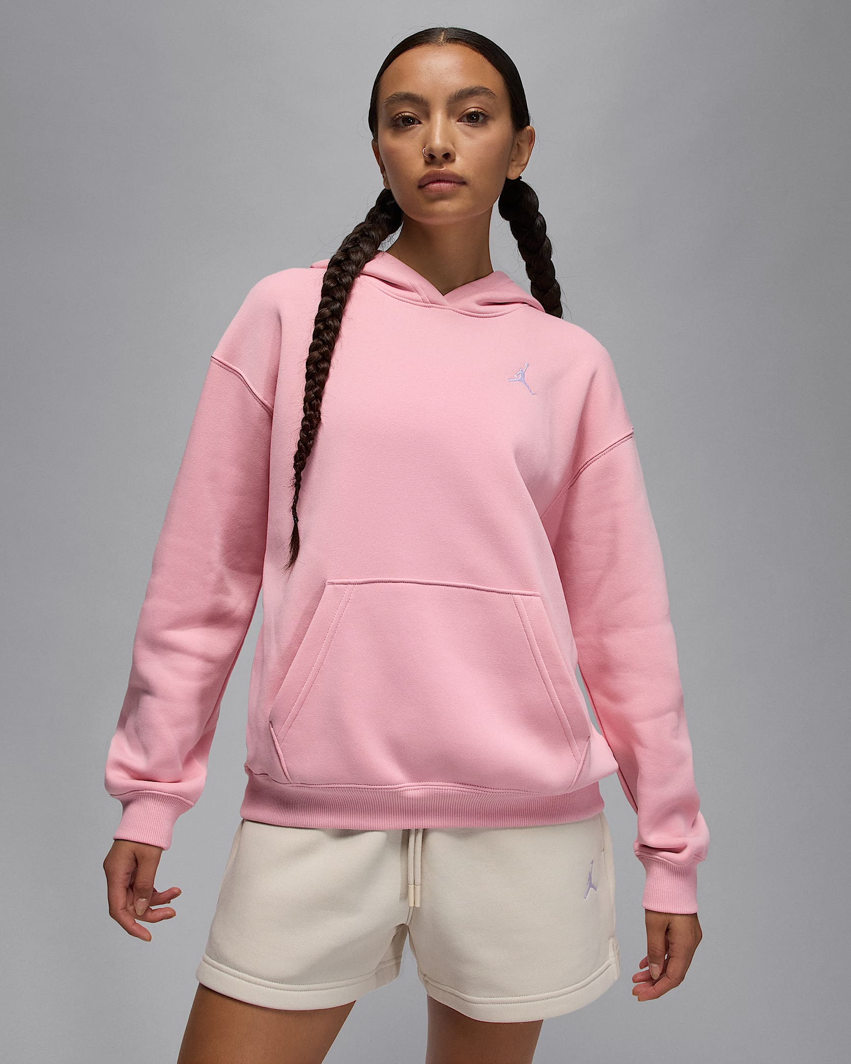 Jordan Brooklyn Fleece Women's Pullover Hoodie - Pink Glaze/White