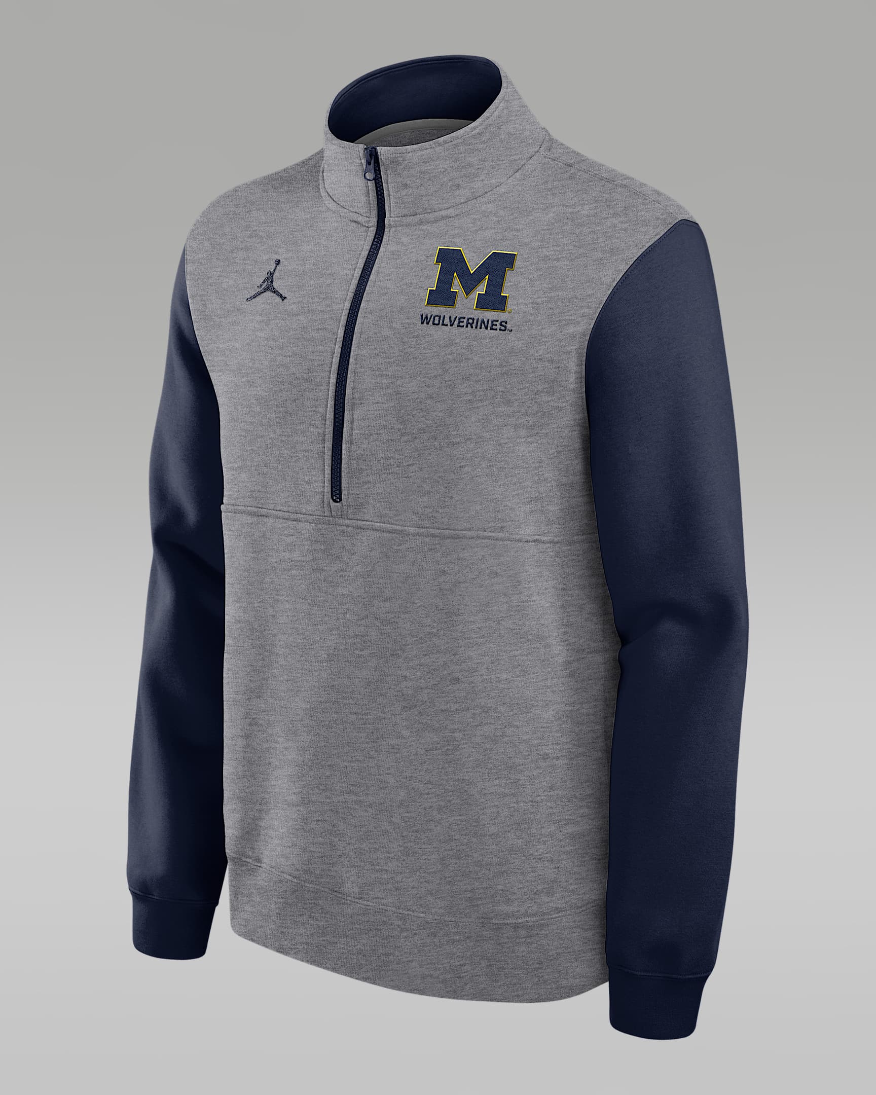 Michigan Club Men's Jordan Brand College 1/2-Zip Crew - Grey Heather