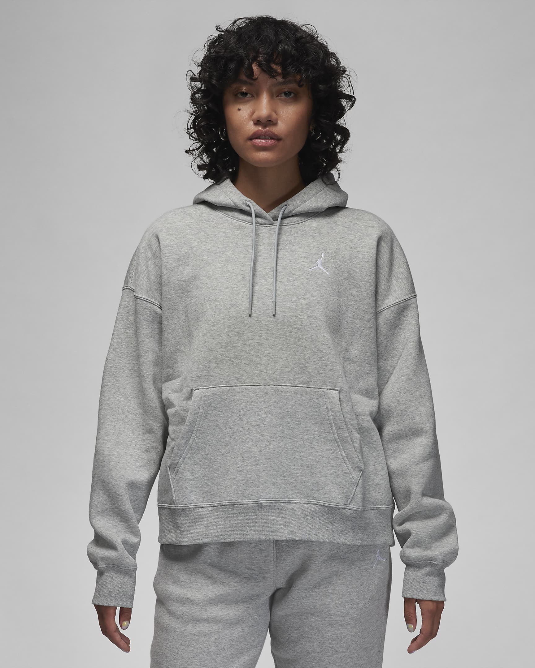 Jordan Brooklyn Fleece Women's Hoodie - Dark Grey Heather/White